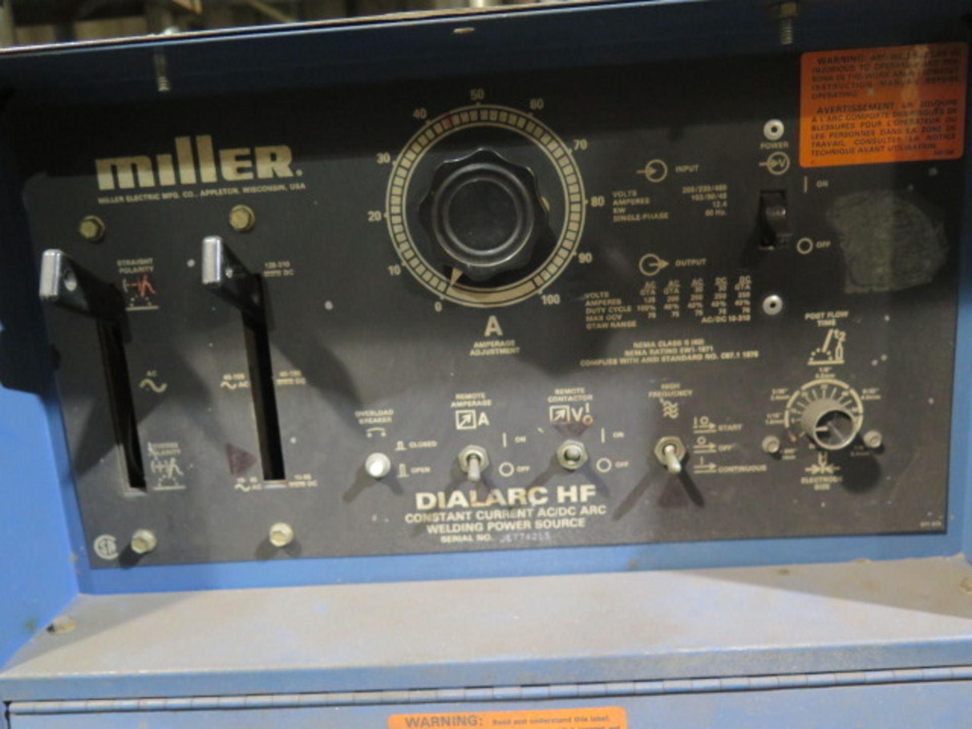 Miller Dialarc HF CC-AC/DC Arc Welding Power Source - Image 3 of 5