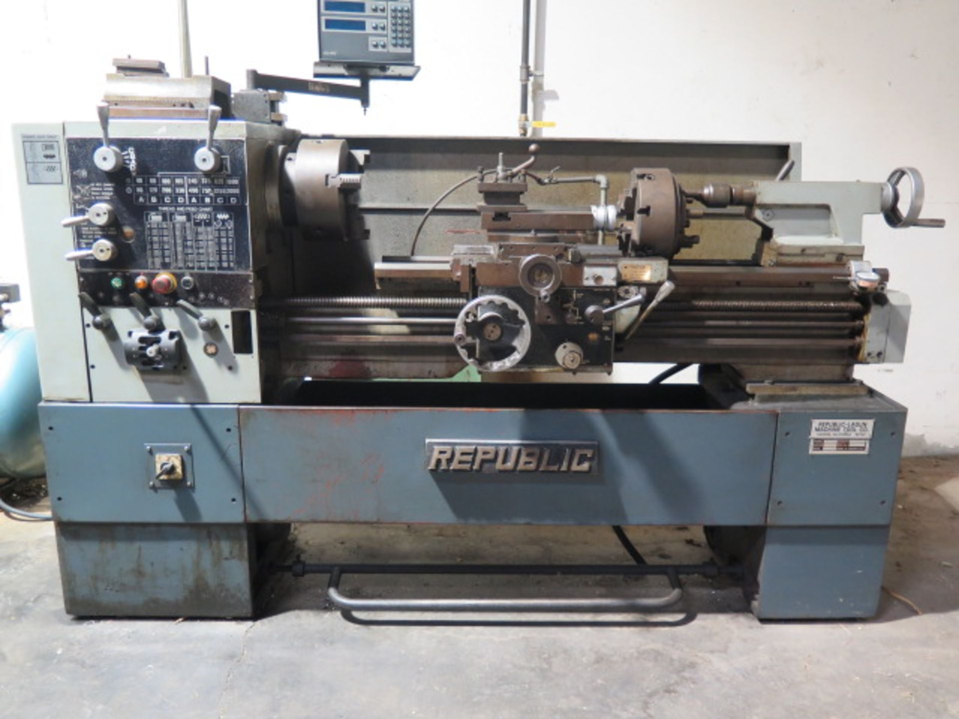 Republic-Lagun RL-1440G 14" x 40" Geared Head Gap Bed Lathe s/n 14496100869 w/ Acu-Rite DRO (NOT WO