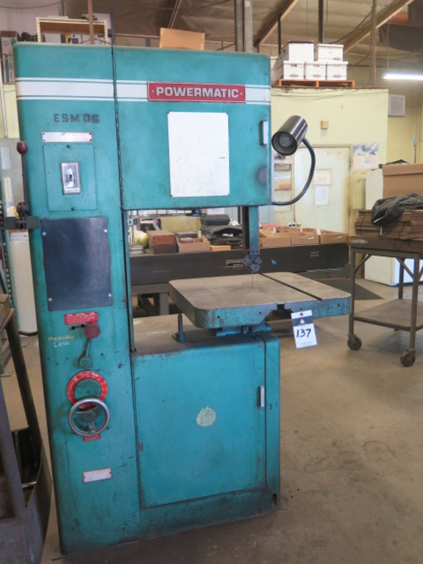 Powermatic mdl. 87 20” Vertical Band Saw s/n 287039 w/ 37-4500 Dial FPM, 24” x 24” Table