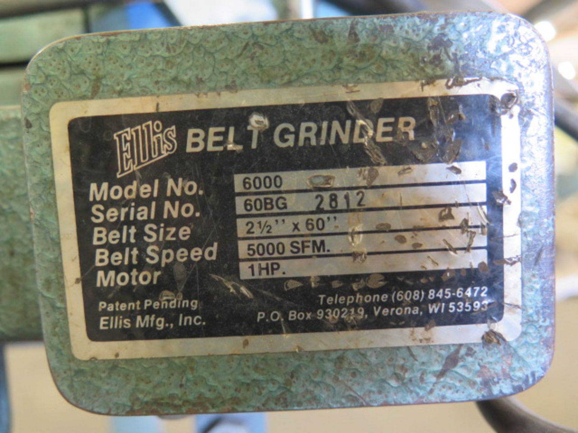 Ellis mdl. 6000 2 ½” Pedestal Belt Sander s/n 60BG2812 - Image 5 of 5