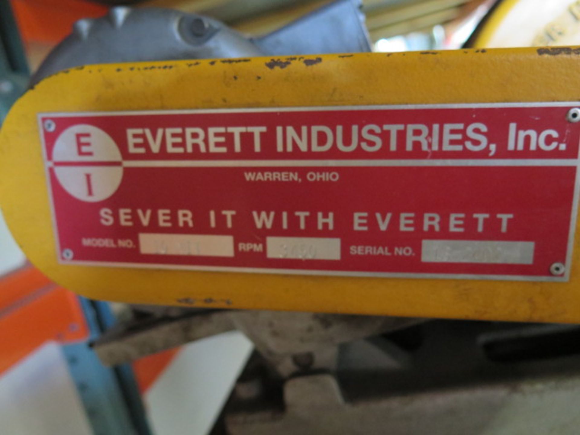 Everett mdl. 10MII Abrasive Cutoff Saw s/n 13-2402 w/ Stand - Image 3 of 3