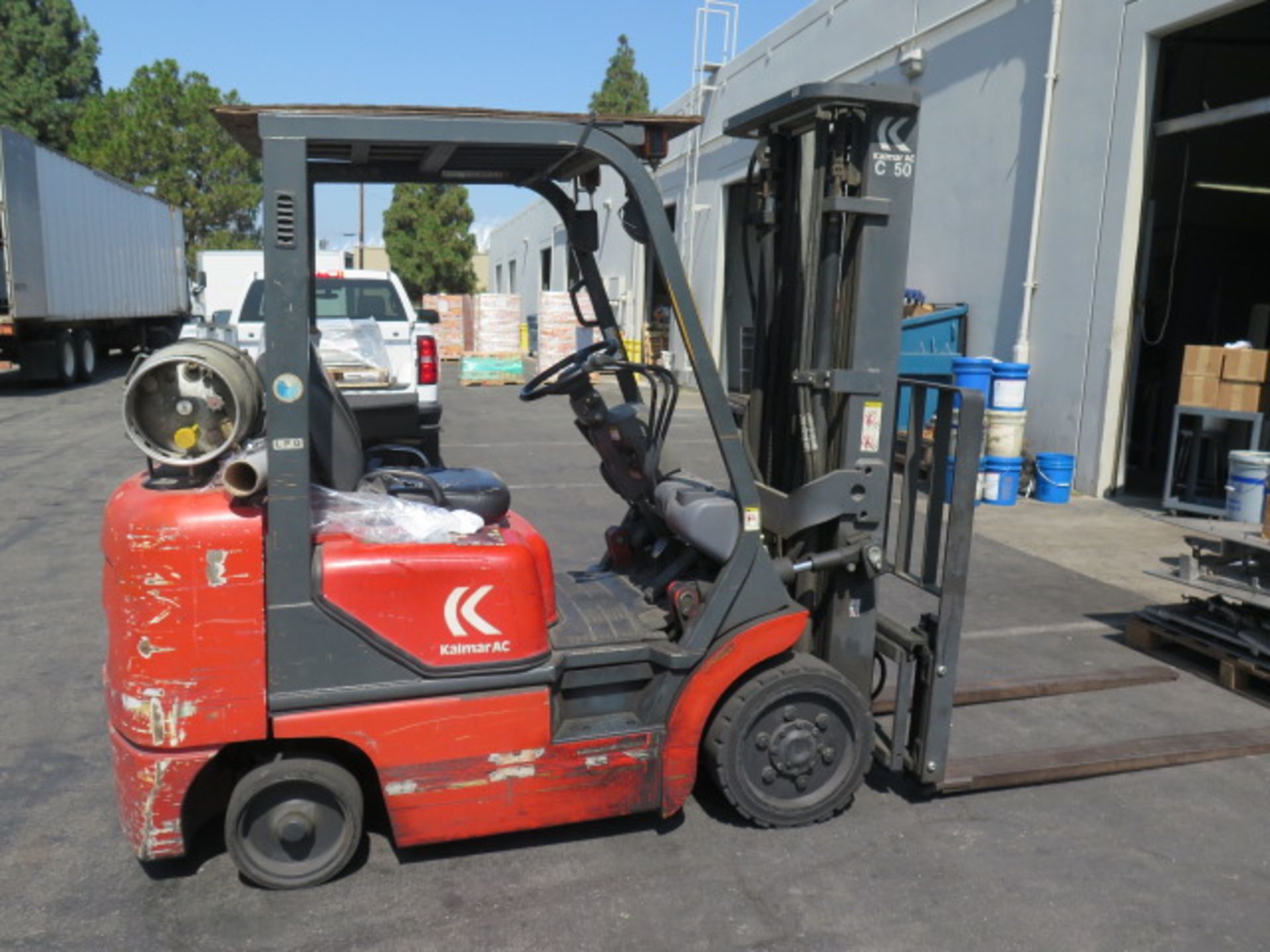 Kalmar AC mdl. C50BX PS 4480 Lb Cap LPG Forklift s/n 583642A w/ 3-Stage Mast, 188” Lift Height, Side