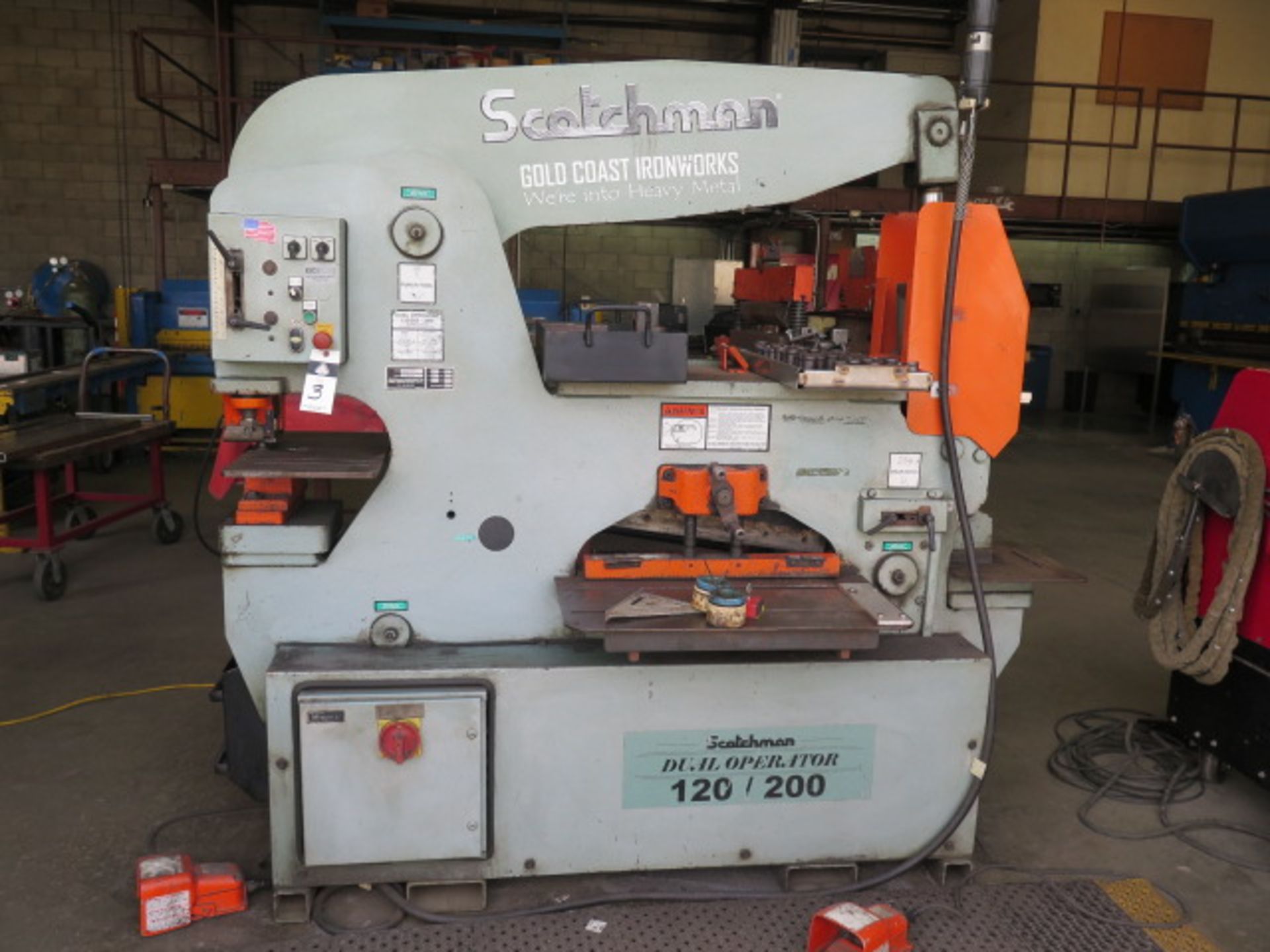 Scotchman “Dual Operator 120/200” mdl. D0120-24M 120 Ton Ironworker s/n 1110M1004 w/ 1 ½” Thru 1”