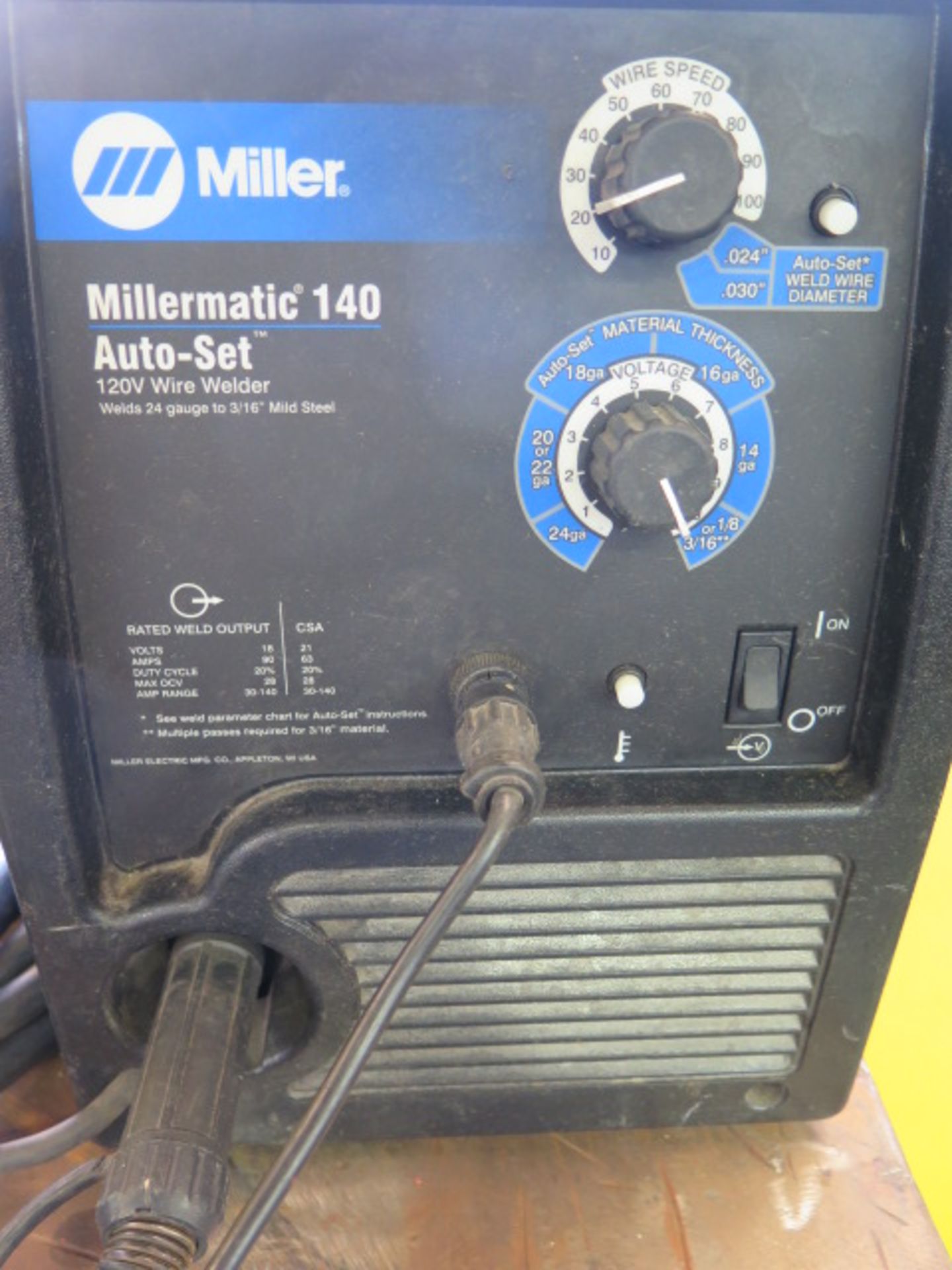 Miller Millermatic 140 Auto-Set 120 Volt Arc Welding Power Source s/n MC180735N - Image 3 of 5