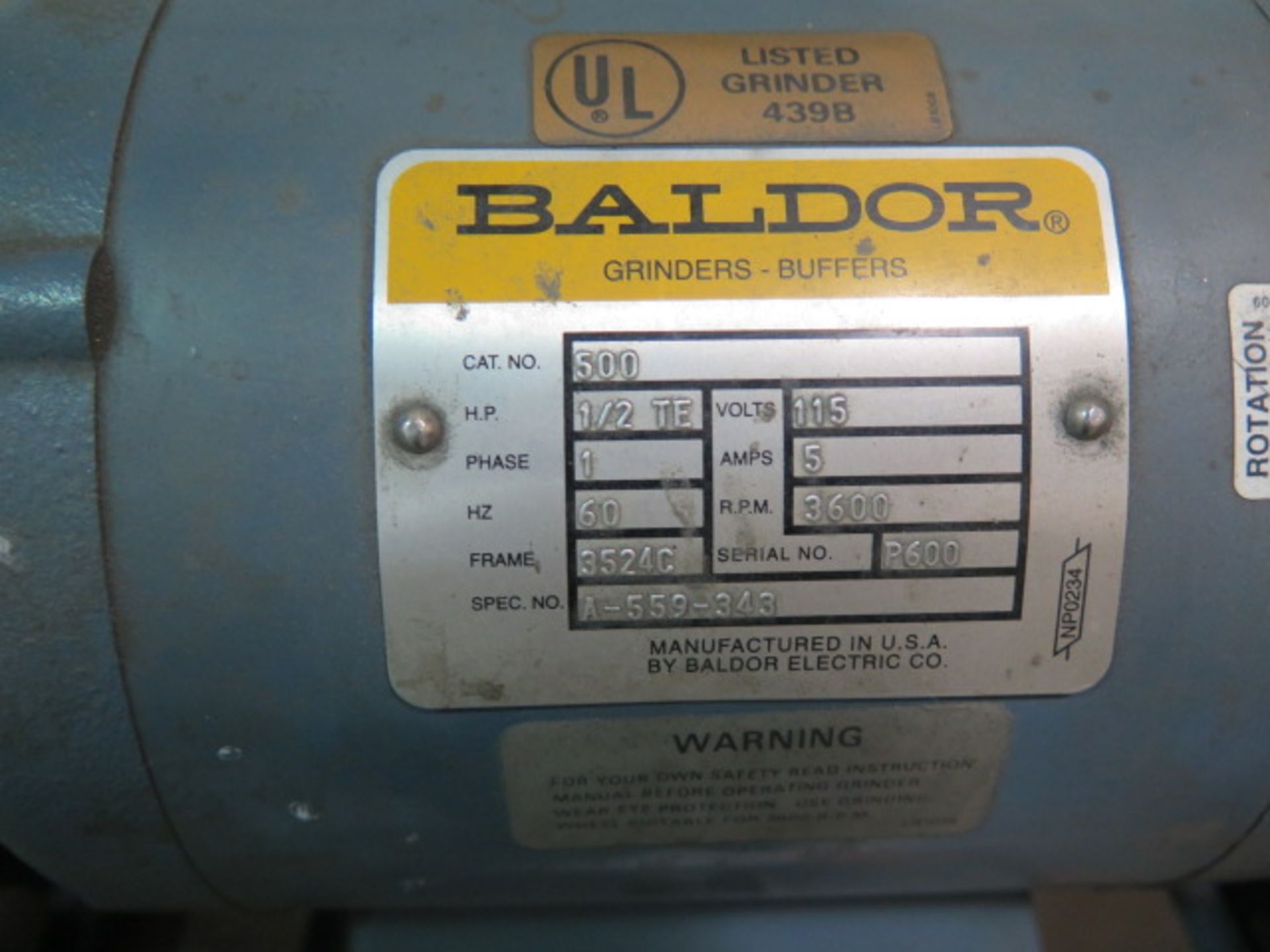 Baldor Pedestal Carbide Tool Grinder - Image 3 of 3