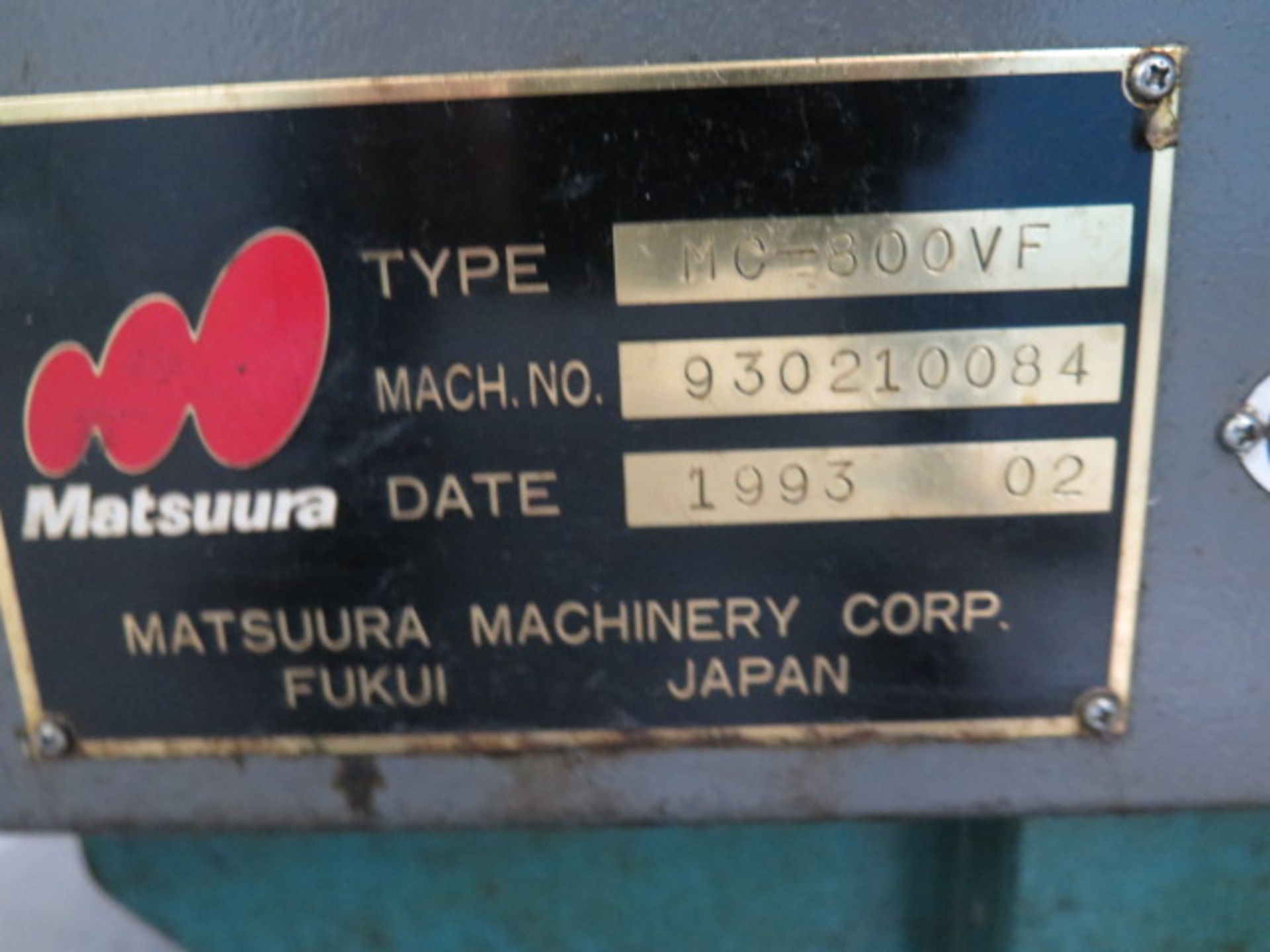 1993 Matsuura MC-800VF CNC Vertical Machining Center s/n 930210084 w/ Yasnac i-80 Controls, 30-Stat - Image 21 of 22