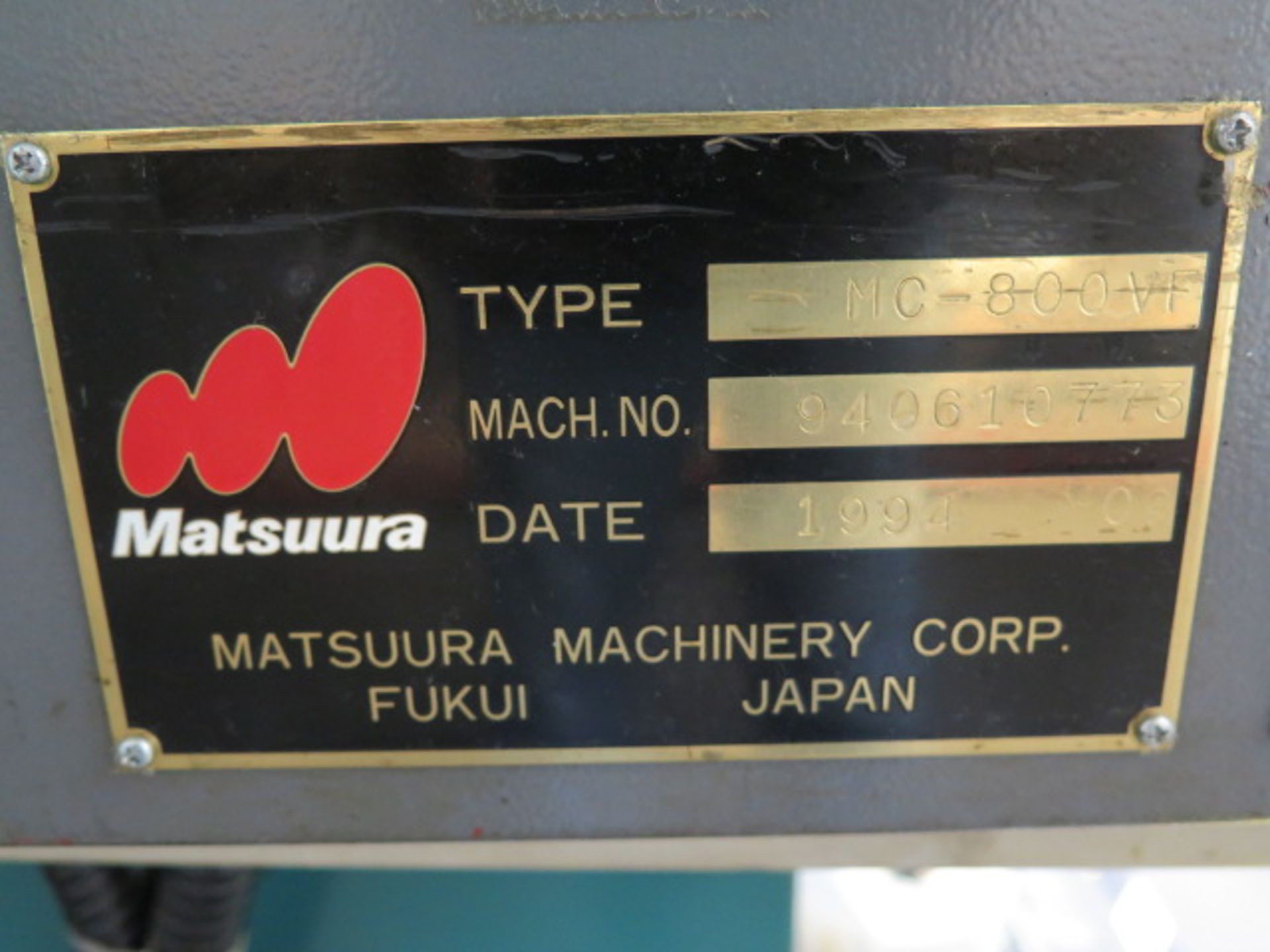 1994 Matsuura MC-800VF CNC Vertical Machining Center s/n 940610773 w/ Yasnac Controls, 30-Station A - Image 17 of 18