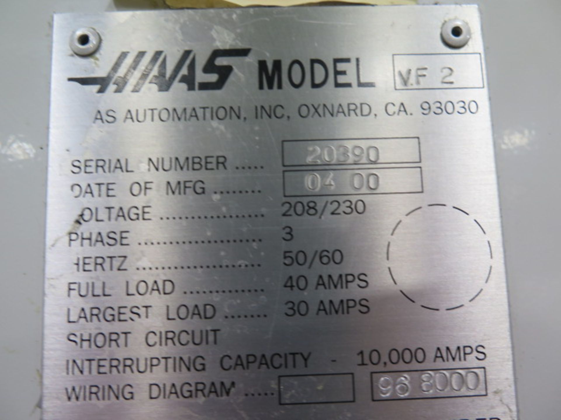 2000 Haas VF-2 4-Axis CNC Vertical Machining Center s/n 20390 w/ Haas Controls, 20-Station ATC, CAT - Image 18 of 18