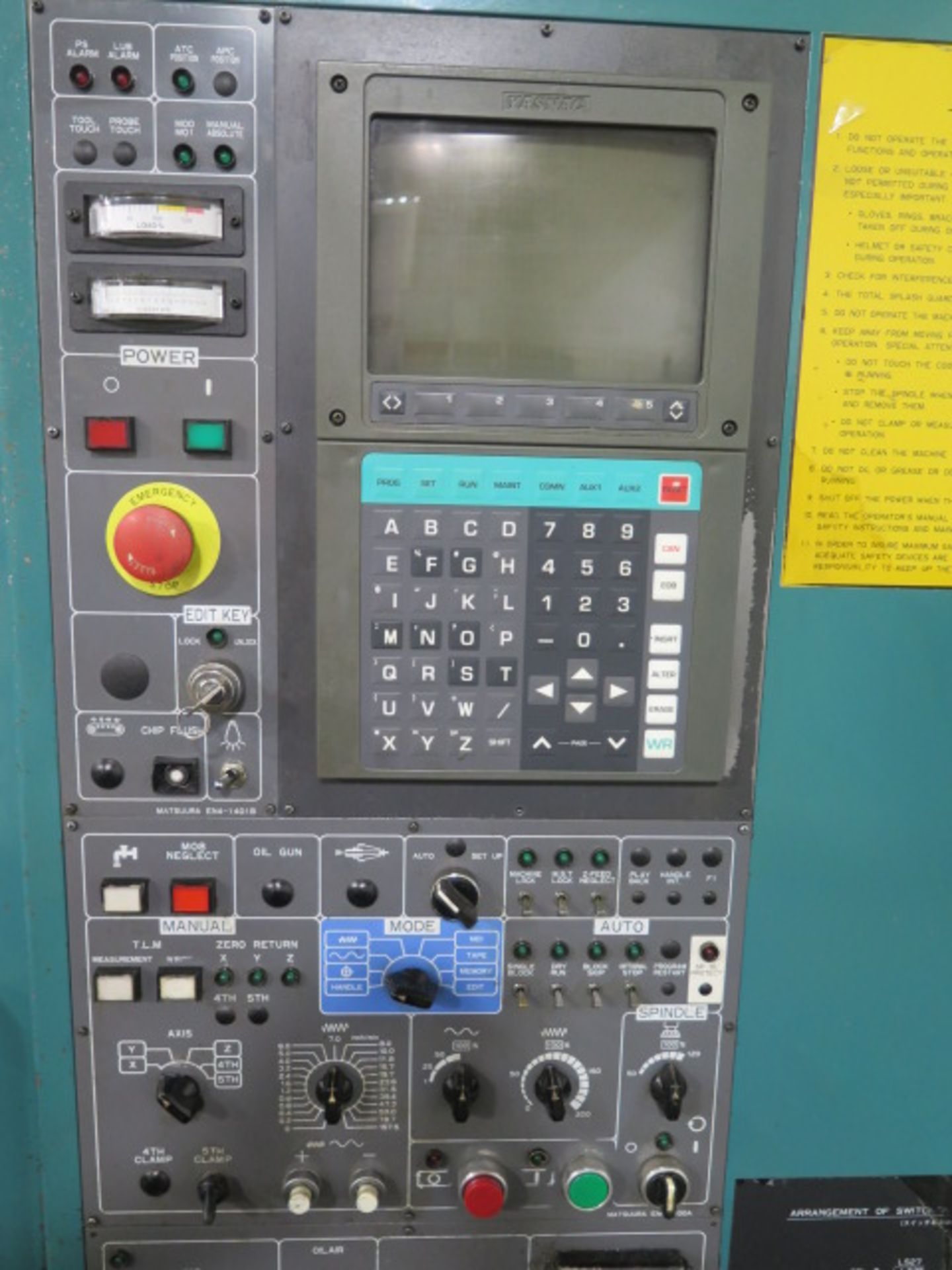 1994 Matsuura MC-800VF CNC Vertical Machining Center s/n 940610773 w/ Yasnac Controls, 30-Station A - Image 5 of 18