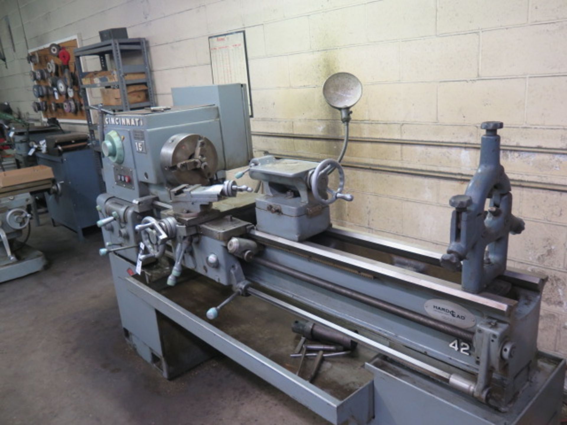 Cincinnati 15” x 48” Geared Head Lathe s/n 5501R25V-0020 w/ 53-1800 Dial Hydrashift RPM, Inch - Image 4 of 8