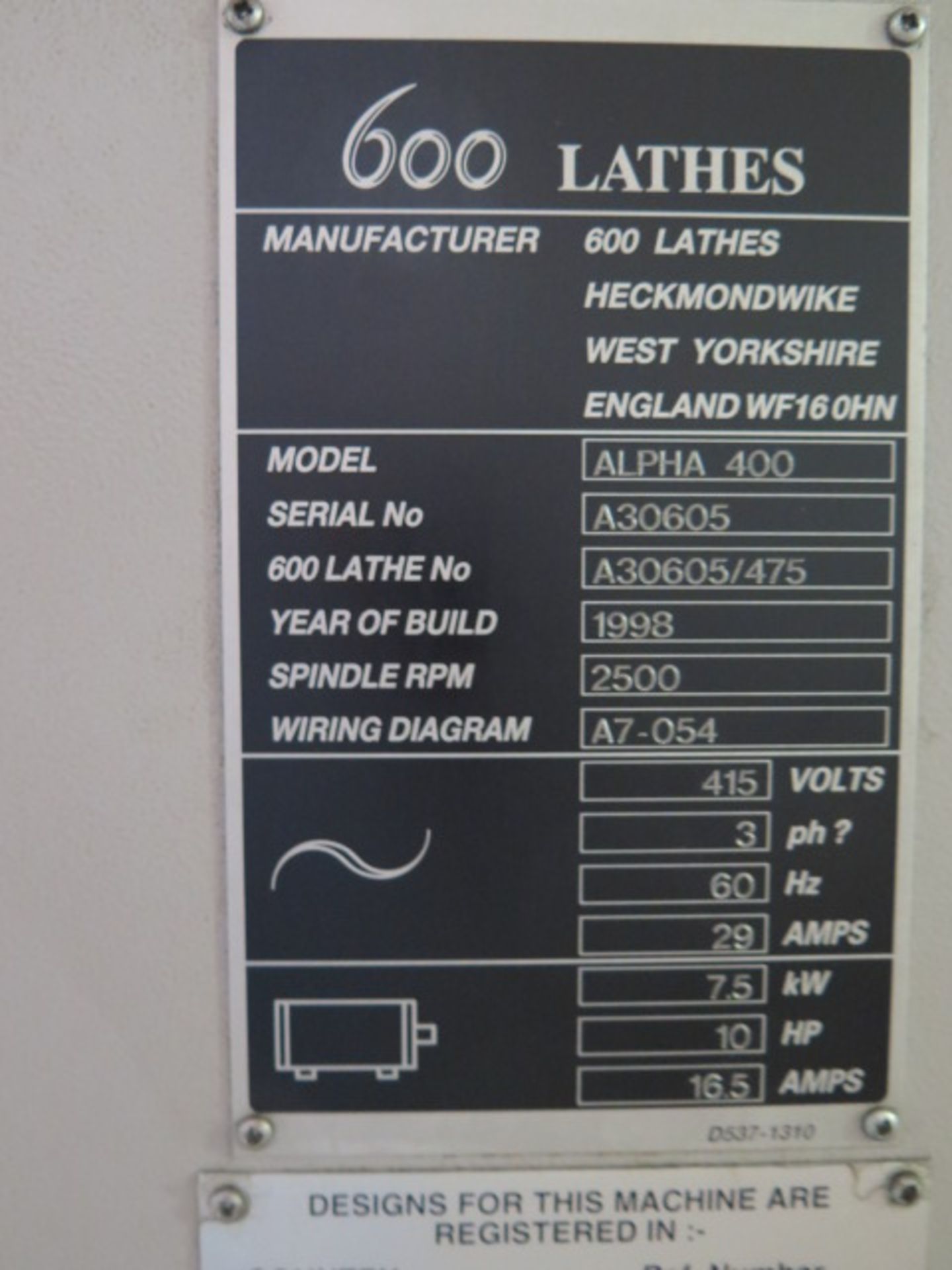 1998 Harrison “Alpha 400 PLUS” 16” x 52” CNC Lathe s/n A30605 w/ Harrison-GE Fanuc Controls, 15-2400 - Image 11 of 12