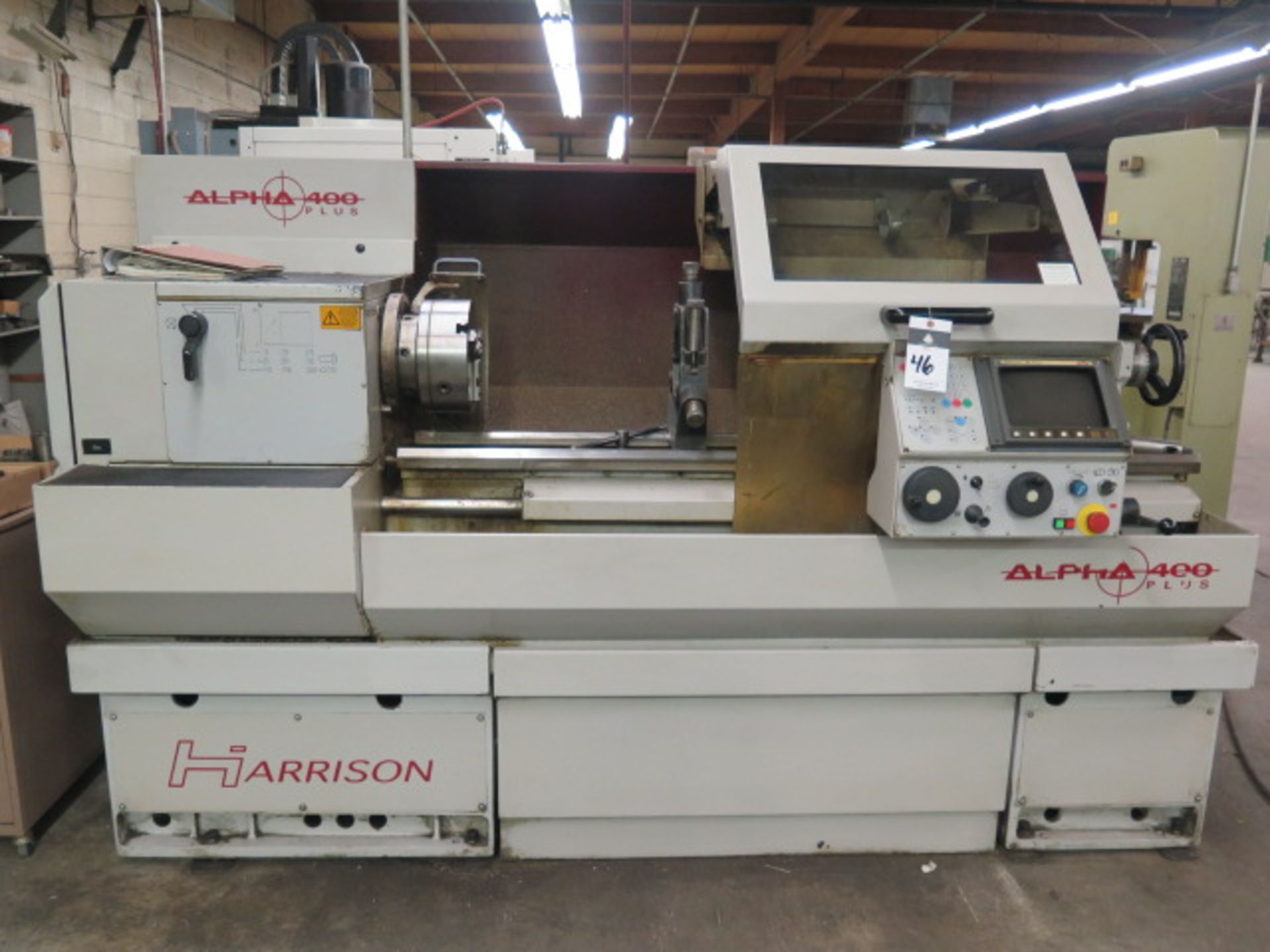 1998 Harrison “Alpha 400 PLUS” 16” x 52” CNC Lathe s/n A30605 w/ Harrison-GE Fanuc Controls, 15-2400