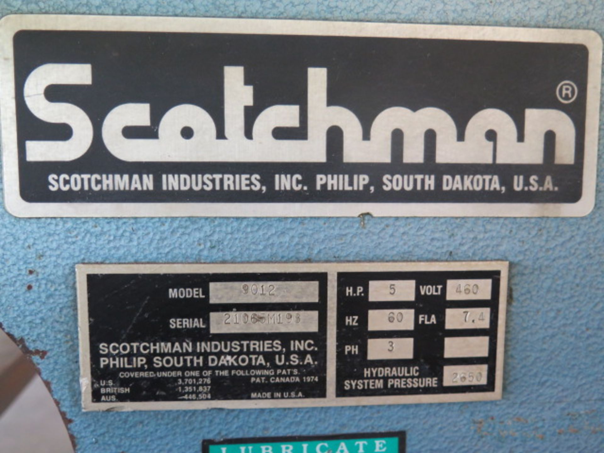 Scotchman 9012 90 Ton Hydraulic Iron Worker s/n 21065M198 w/ 1 1/16” Thru 1” Punch Cap, 1” x - Image 10 of 10