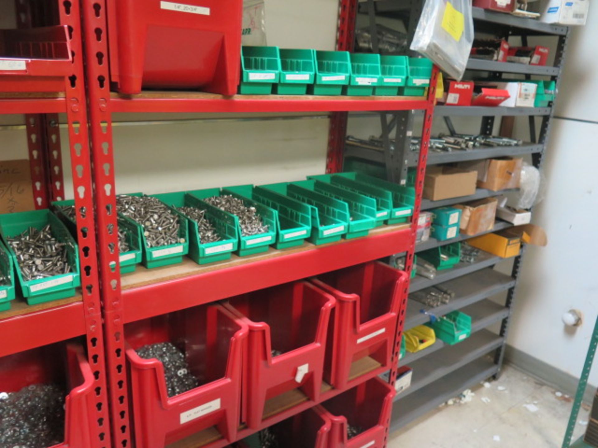 Large Quantity of Stainless Steel, Zink, Nylon Hardware and Anchor Bolts w/ Storage Bins and - Image 3 of 13