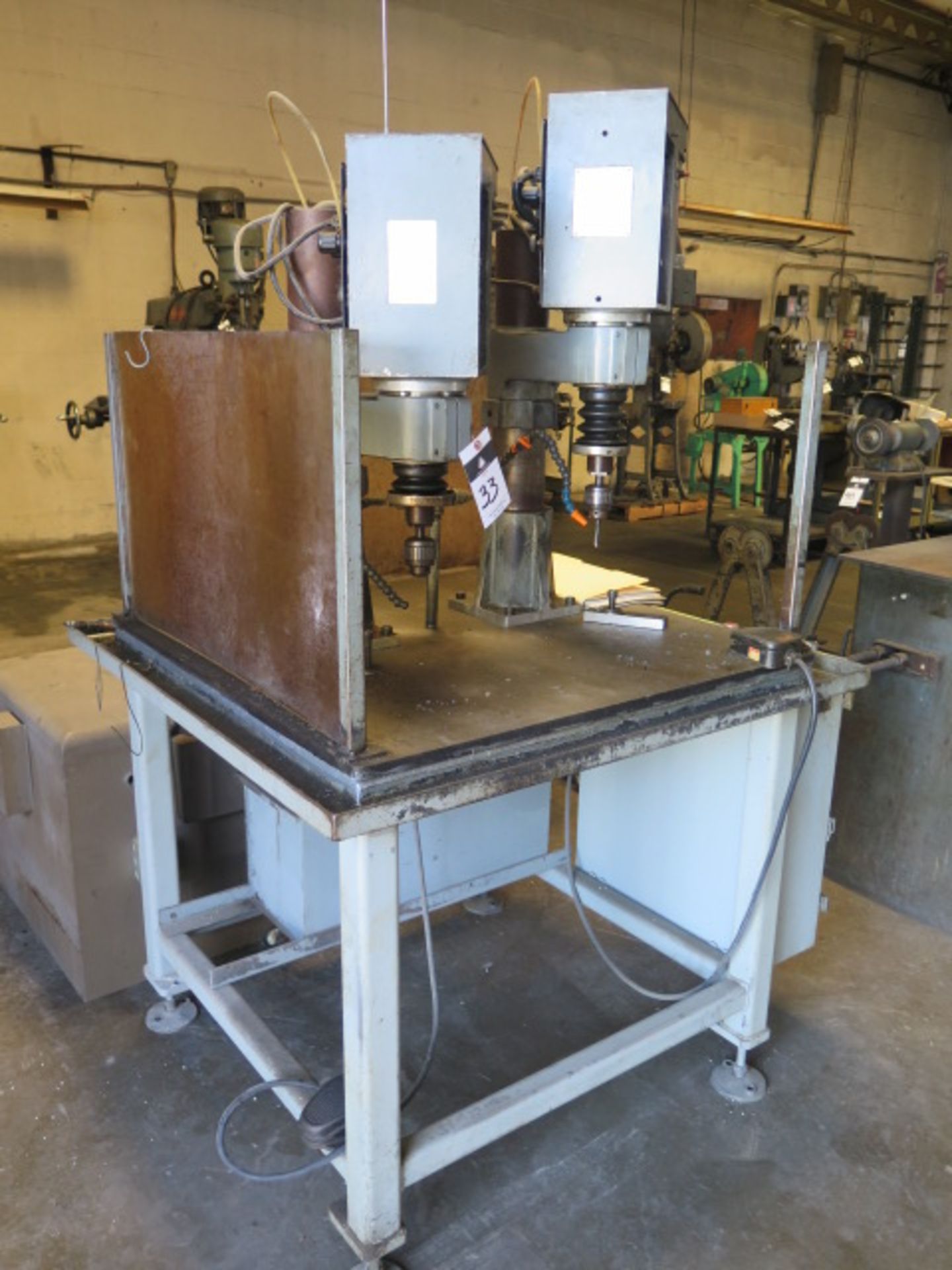 Dumore 2-Head Automatic Drilling/Tapping Machine w/ Dumore Pneumatic Heads, 17” x 36” Table - Image 2 of 6