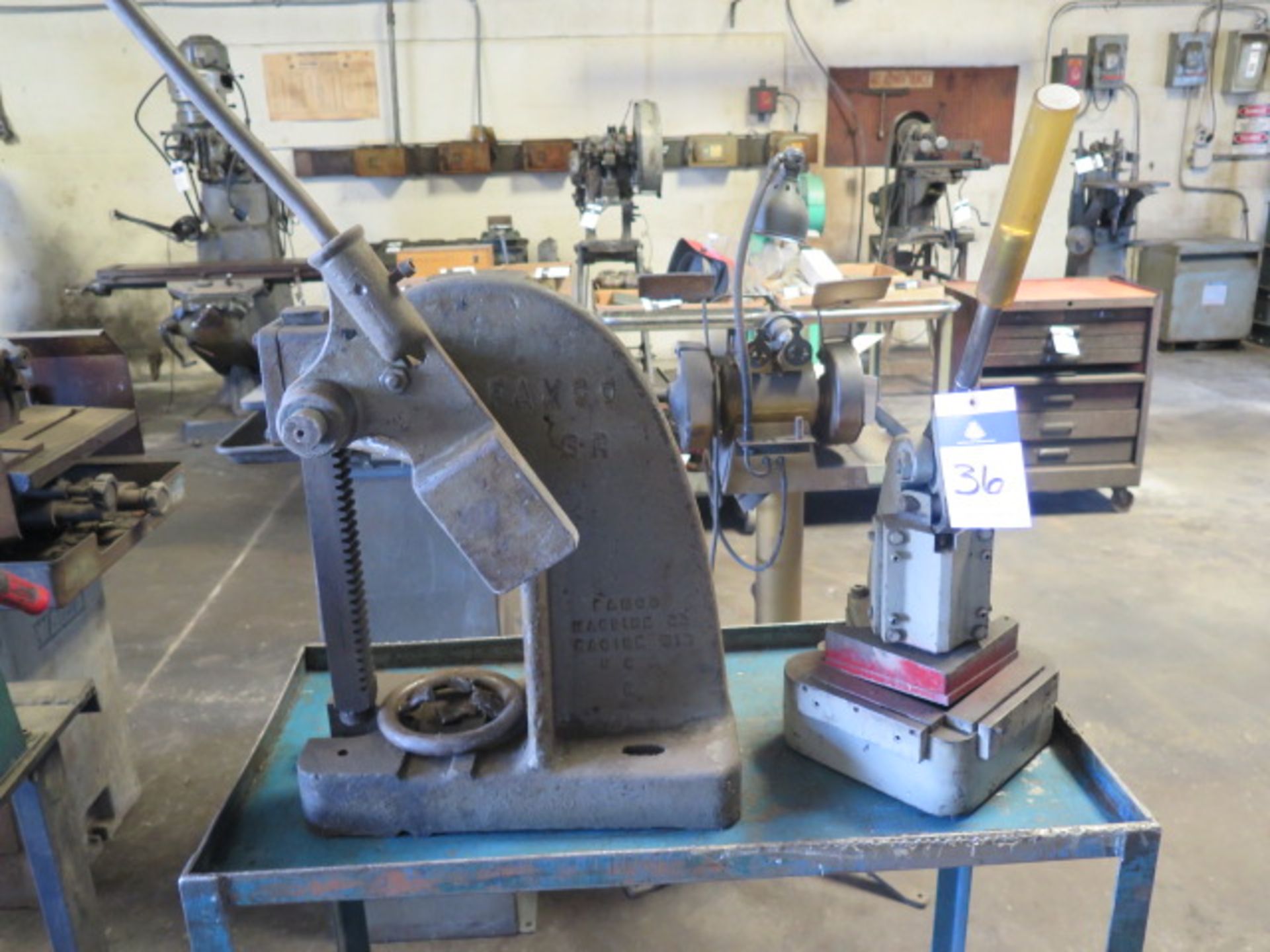 6” x 6” Hand Notcher and Famco 3R Arbor Press (BROKEN HAND WHEEL)