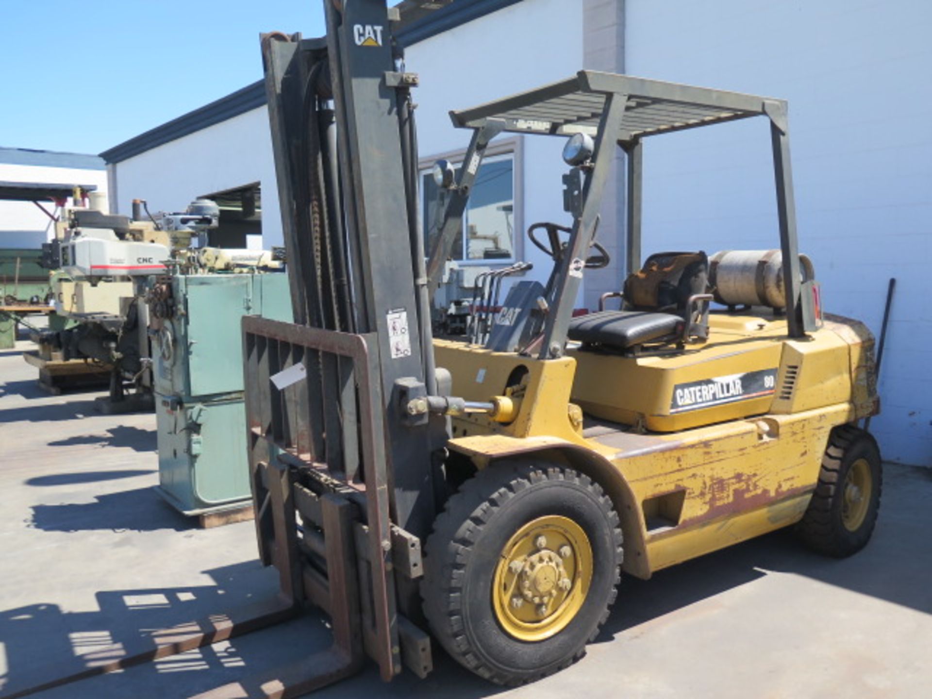 Caterpillar 80 8000 Lb Cap LPG Forklift w/ 2-Stage Mast, Side Shift, Pneumatic Yard Tires