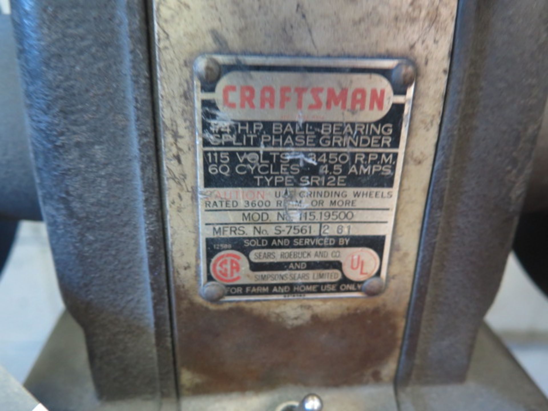 Craftsman Pedestal Grinder - Image 3 of 3