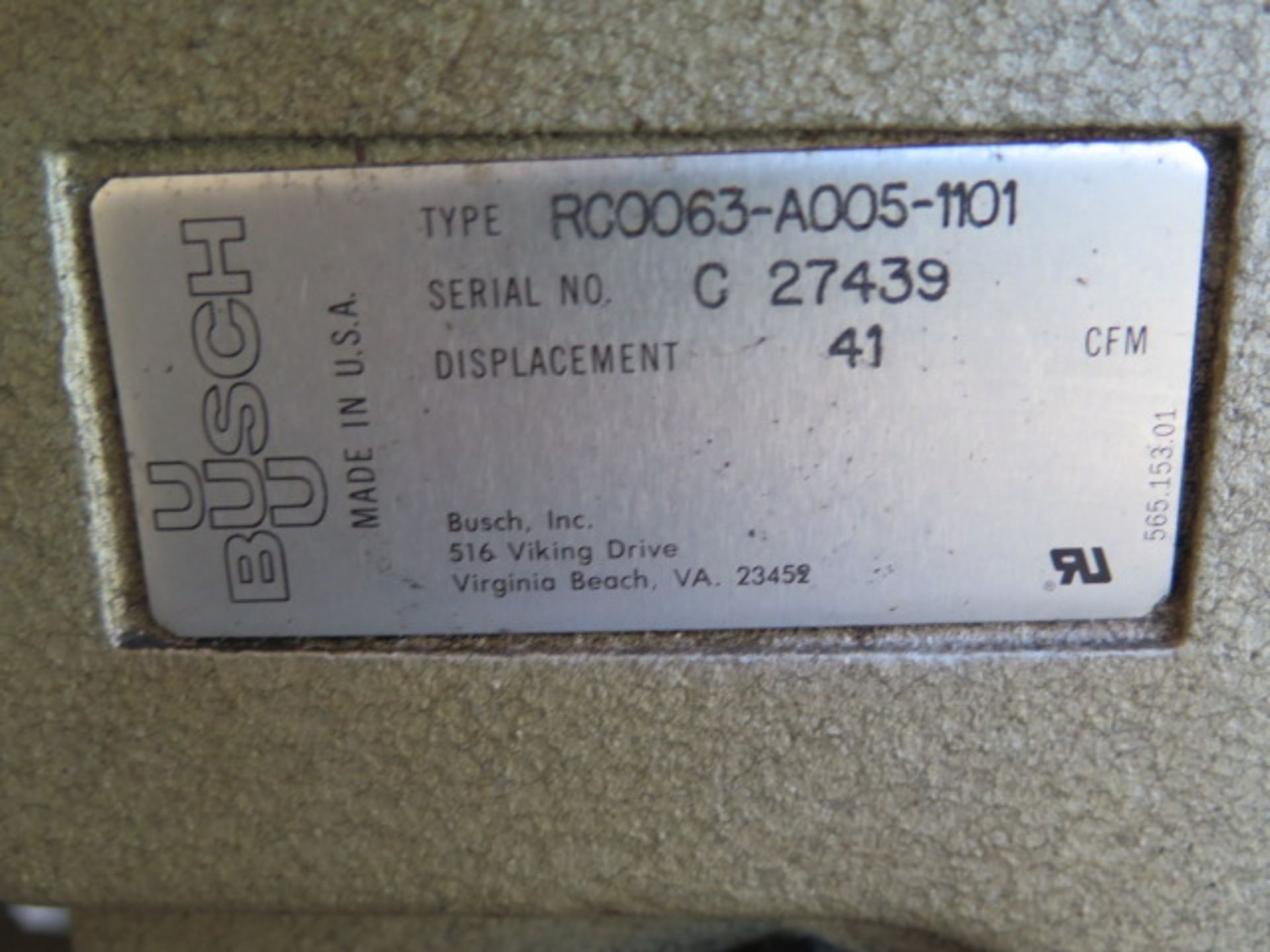 Busch RC0063-A005-1101 Vacuum Pump - Image 3 of 3