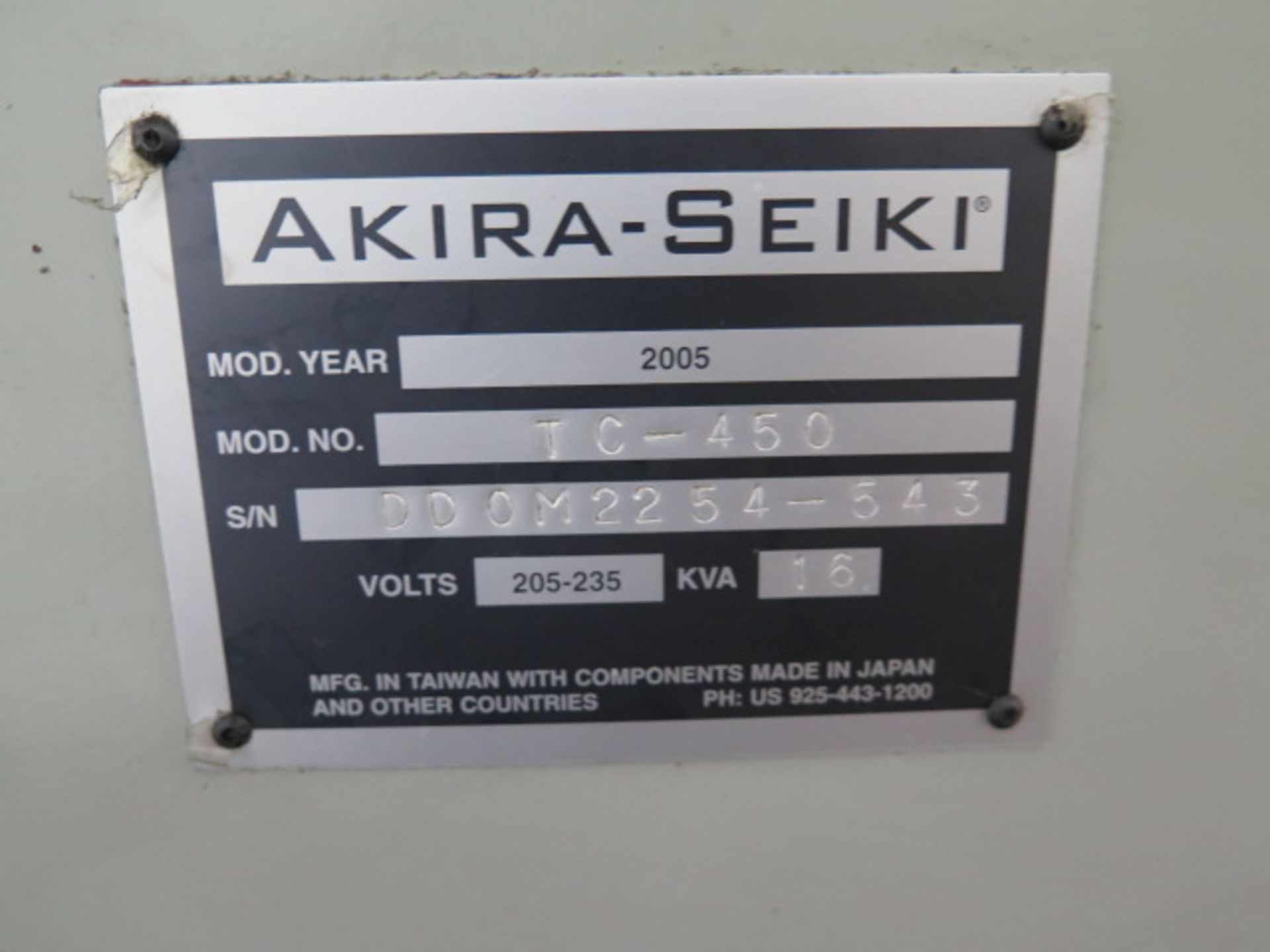 2005 Akira Seiki TC450 CNC Drilling/Tapping Machine s/n DD0M2259-543 w/ Mitsubishi Controls, 12- - Image 11 of 11