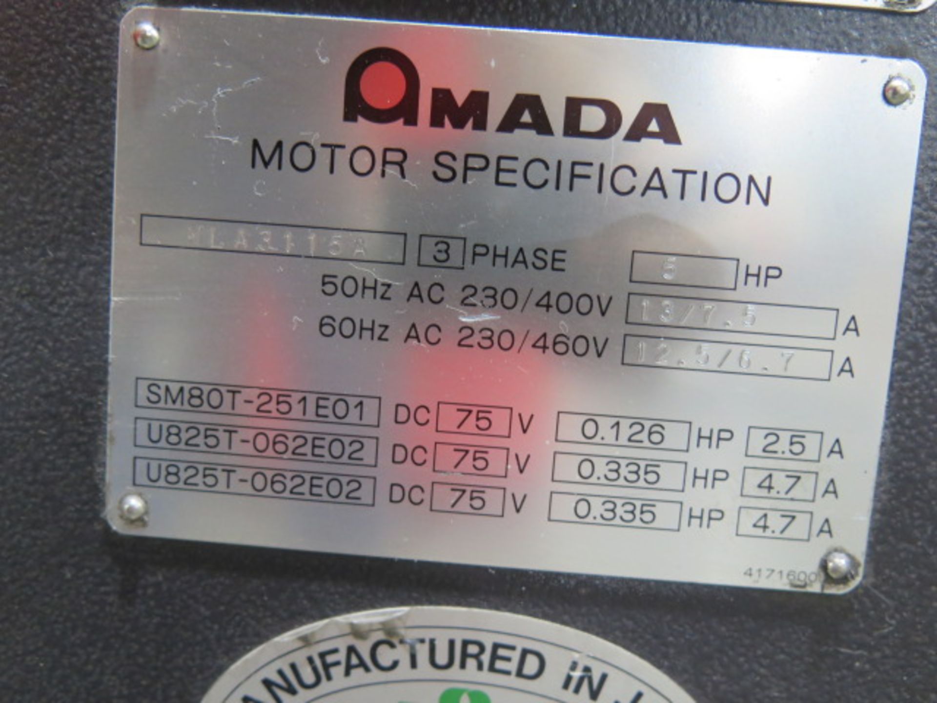Amada RG-50D mdl. FBD-5020E 50 Ton x 78” CNC Press Brake s/n 5200132 w/ Amada NC9-EX Controls, 78.7” - Image 12 of 12