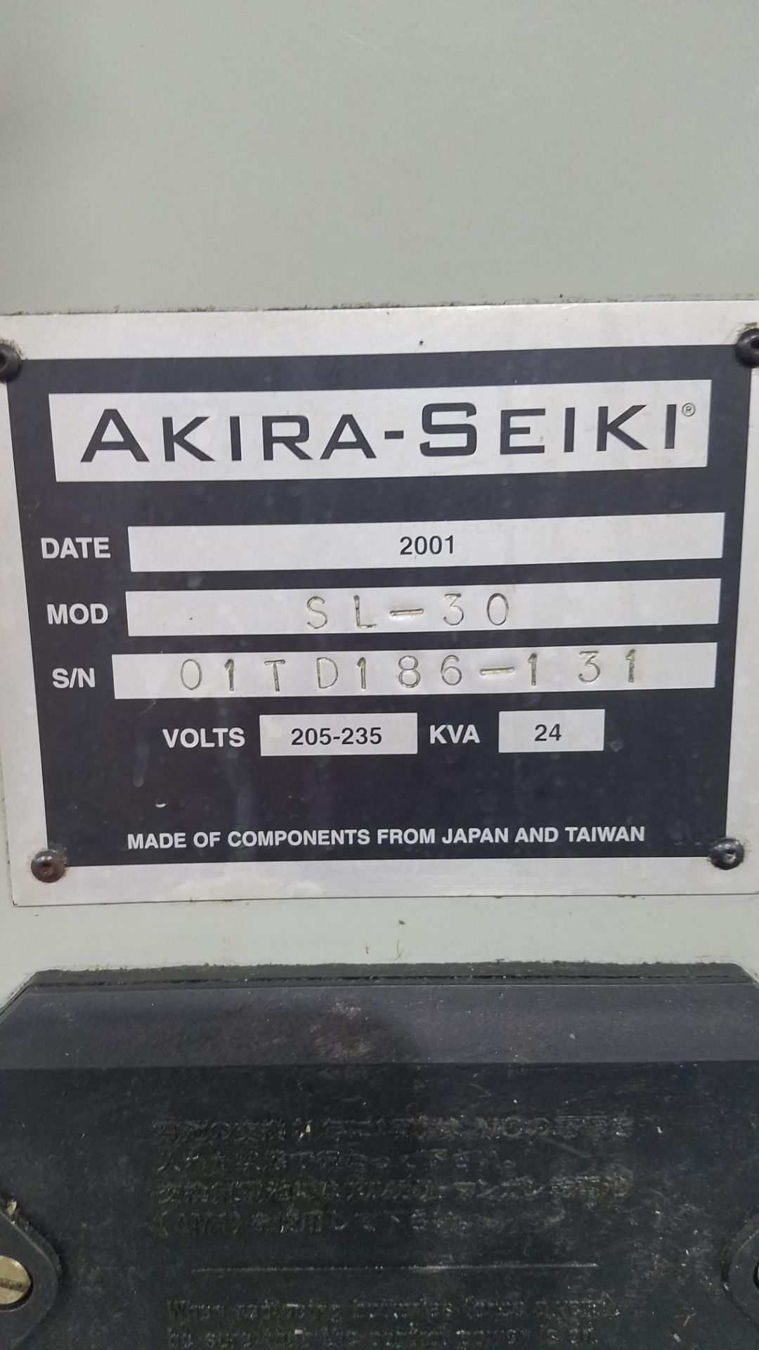 2001 Akira-Seiki SL30 CNC Turning Center, Fanuc OT Control, Chuck 12 Station Turret - Image 13 of 13