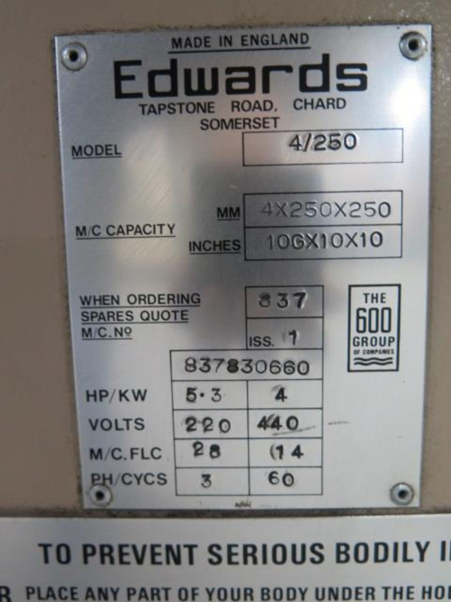 Clausing – Edwards 10G/10 mdl. 4/250 10GA x 10” x 10” Power Notcher s/n 837830660 - Image 8 of 8