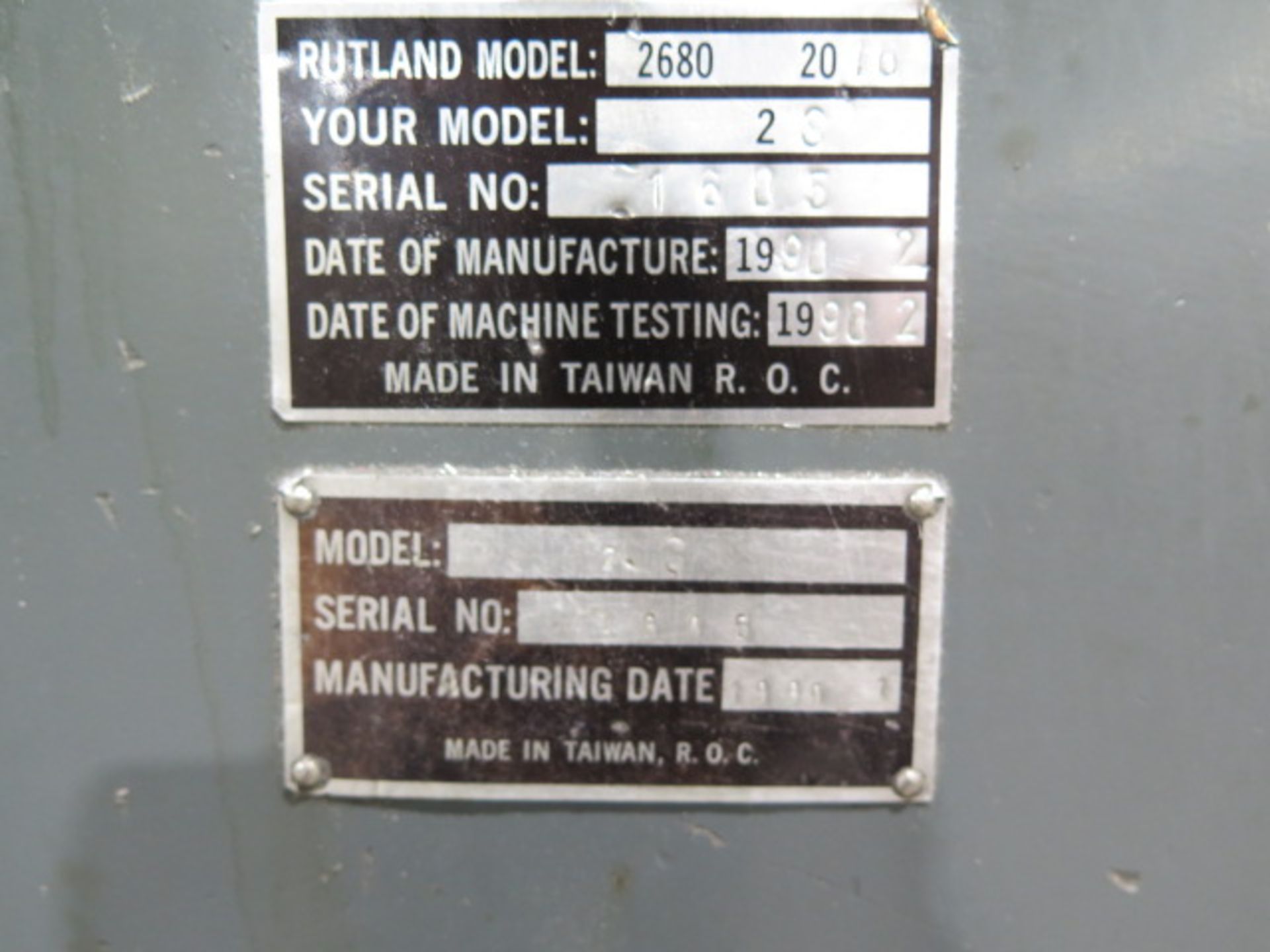 Import mdl. 2S Vertical Mill s/n 1605 w/ Rutland DRO, 80-5440 RPM, 16-Speeds, Chrome Ways, 9” x - Image 7 of 7