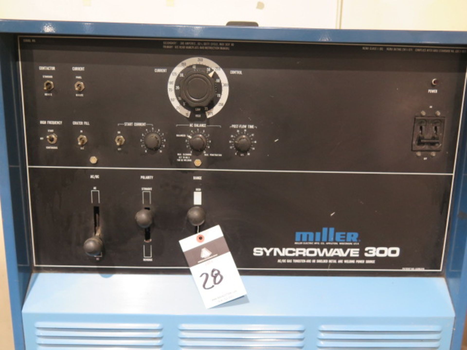 Miller Syncrowave 300 AC/DC Arc welding Power Source s/n JE768628 w/ Bernard Coller and Cart - Image 3 of 5