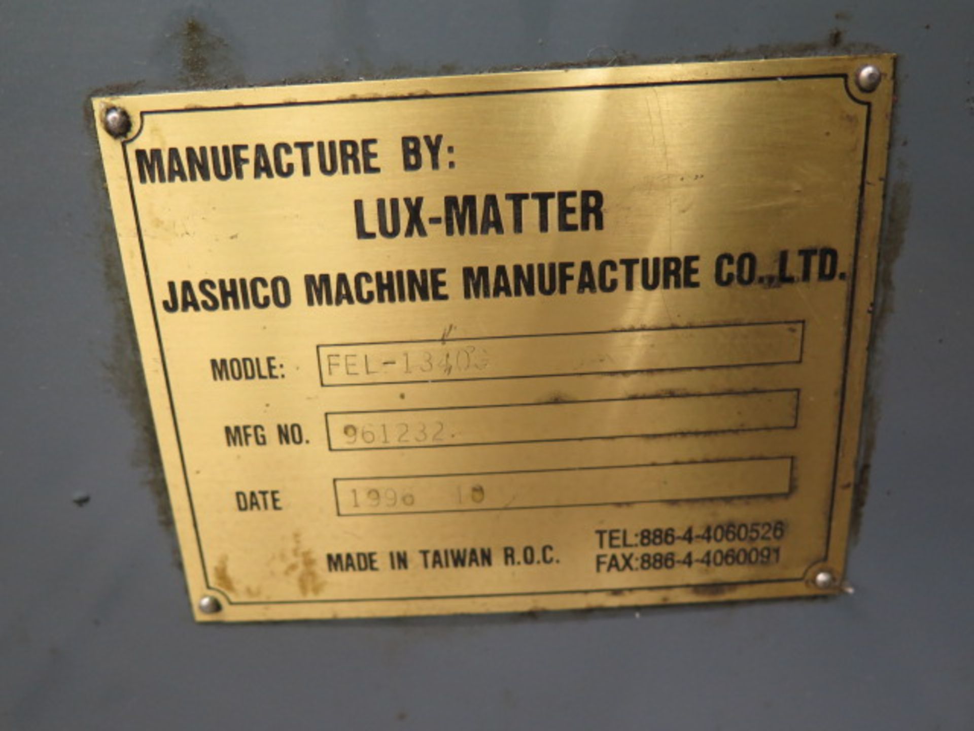 1996 Jashico FEL-1340G 13” x 40” Geared Head Gap Bed Lathe s/n 961232 w/ 65-2000 RPM, Inch/mm - Image 12 of 12