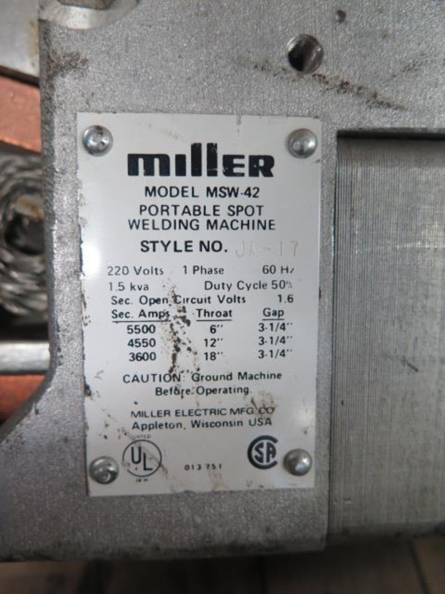 Miller MSW-42 Portable Spot Welder - Image 3 of 3