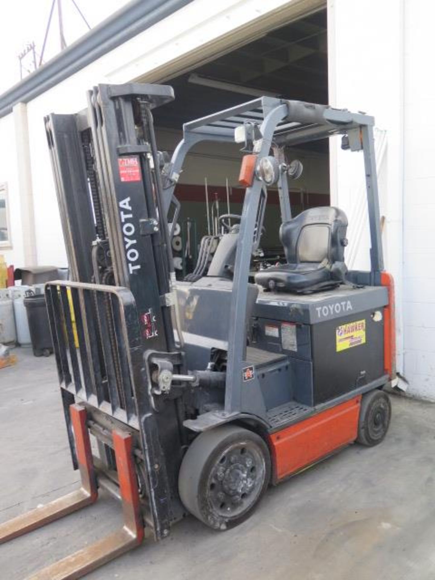 Toyota 8FBCU25 5000 Lb Cap Electric Forklift s/n 64087 w/ 3-Stage Mast, 198” Lift Height, Side - Image 2 of 12
