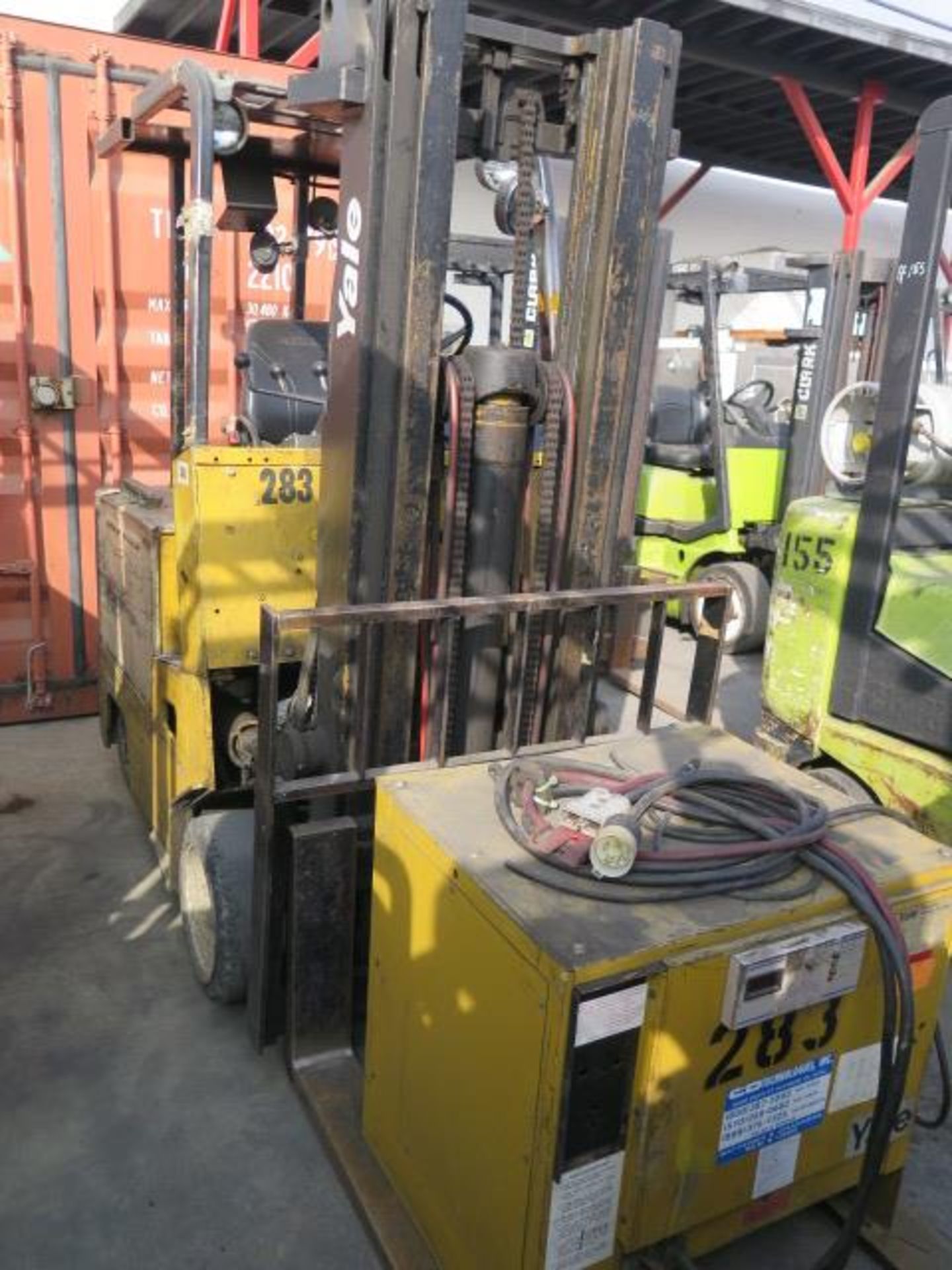 Yale ERC050FBN48ST083 3000 Lb Cap Electric Forklift s/n N365816 w/ 3-Stage Mast, 192” Lift Height,