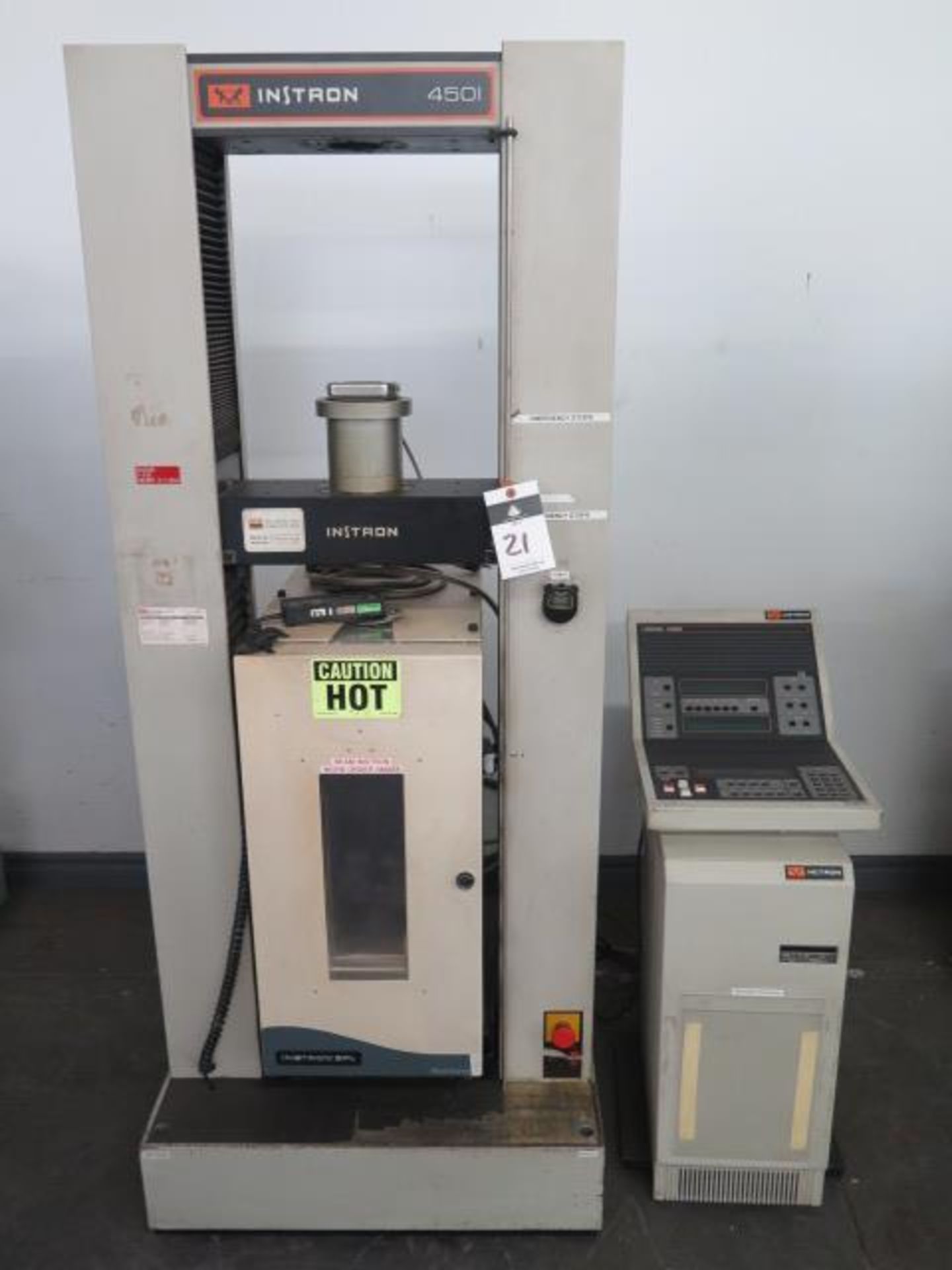 Instron 4501 Tensile Tester s/n H3105 w/ Digital Controls, Heat Wave Test Chamber (Oven)