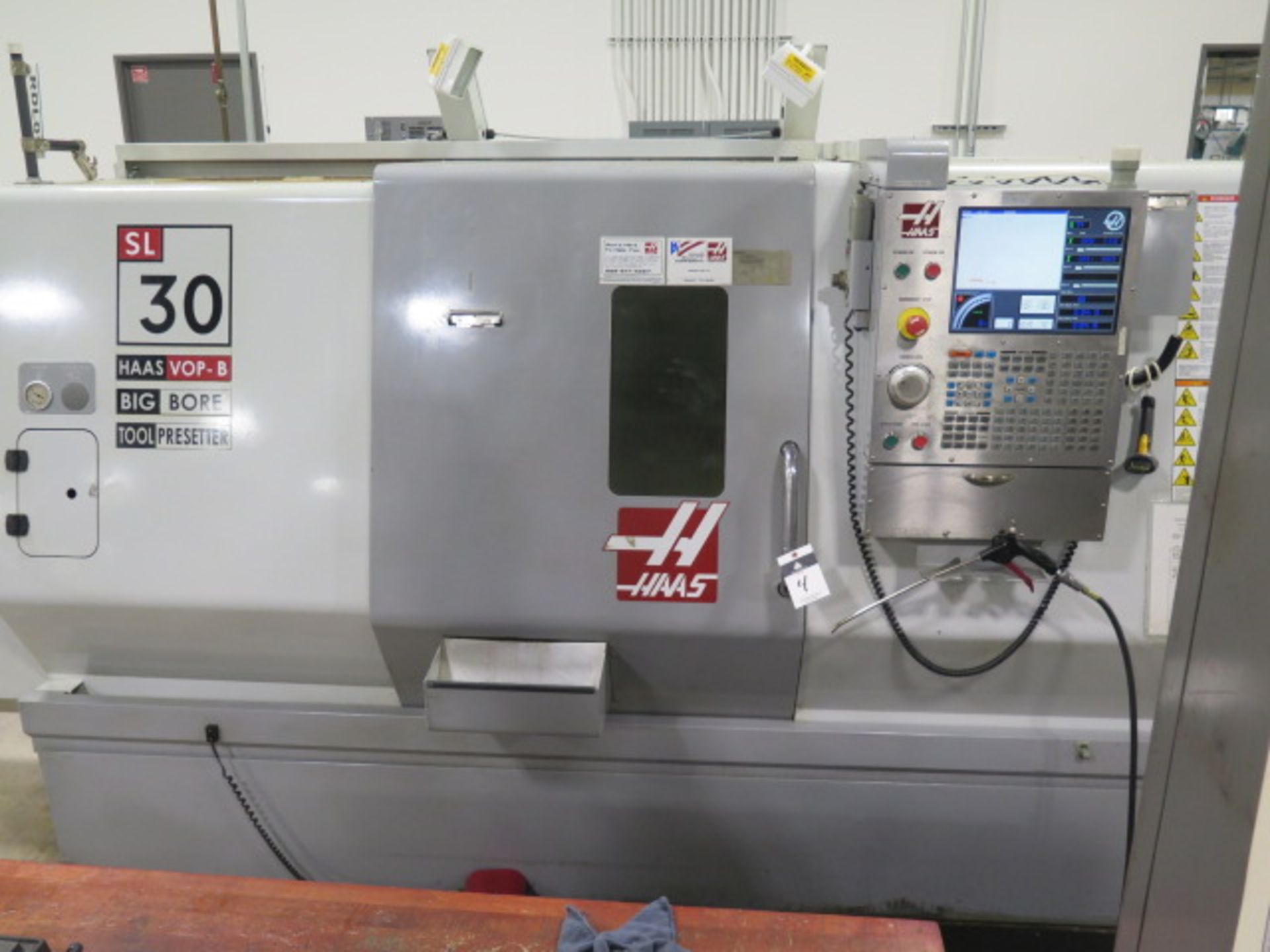 2008 Haas SL-30B Big Bore CNC Turning Center s/n 3080555 w/ Haas Controls, Tool Presetter, 12-Stati