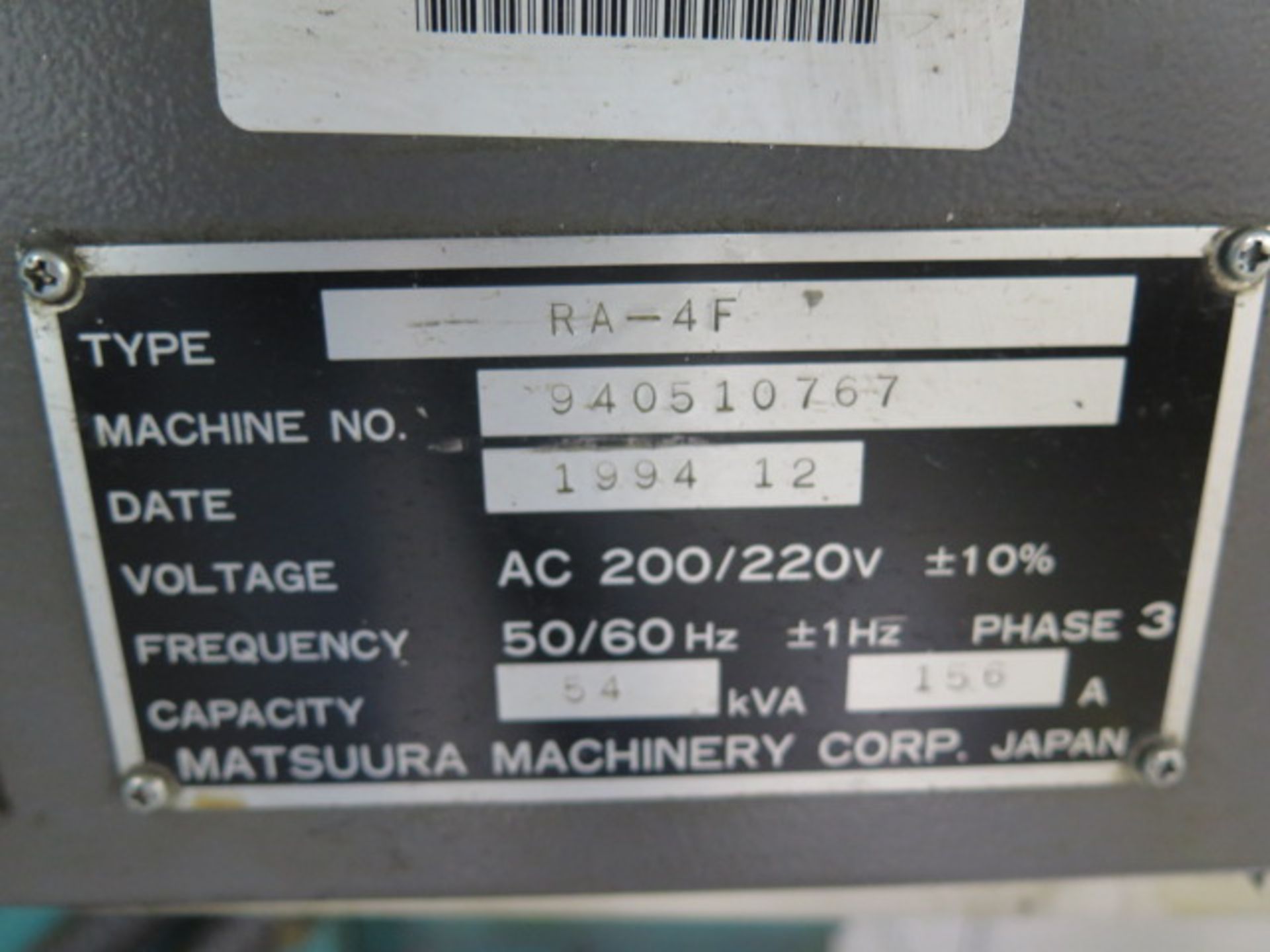 Matsuura RA-4F 2-Pallet CNC Vertical Machining Center s/n 940510767 w/ Yasnac i-80 Controls, Hand Wh - Image 21 of 21