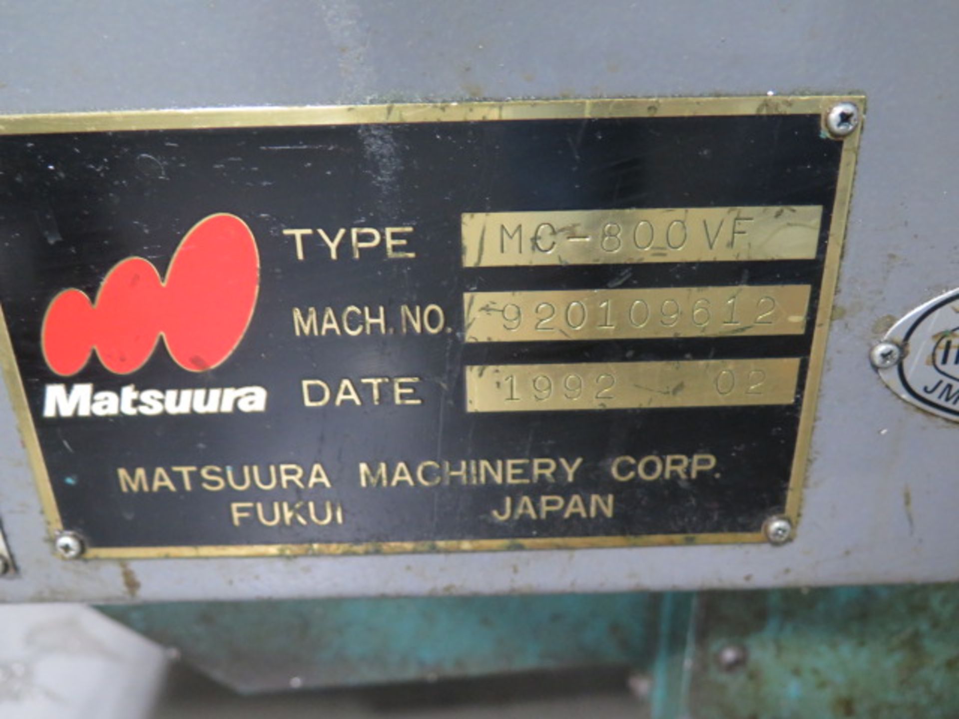 Matsuura MC-800VF CNC Vertical Machining Center s/n 920109612 w/ Yasnac i-80 Controls, Hand Wheel - Image 16 of 16