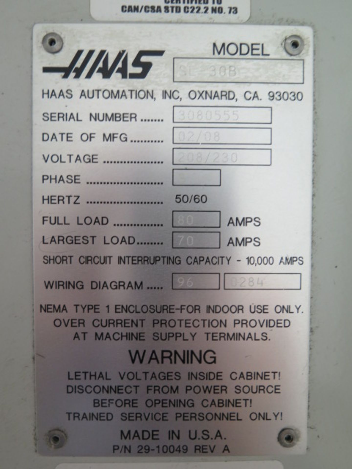 2008 Haas SL-30B Big Bore CNC Turning Center s/n 3080555 w/ Haas Controls, Tool Presetter, 12-Stati - Image 15 of 15