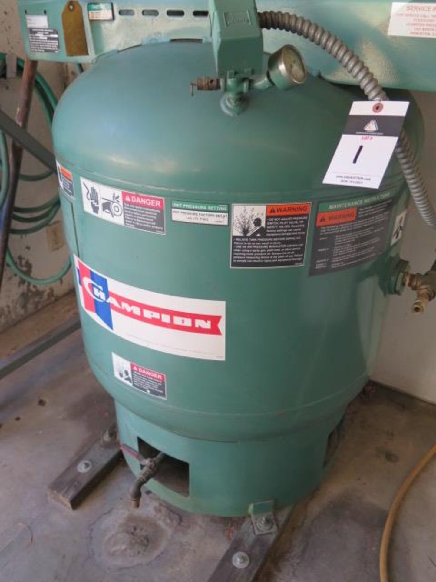 Champion VP7-2 7.5Hp Vertical Air Compressor s/n 130-3661 w/ 2-Stage Pump, 80 Gallon Tank - Image 6 of 6