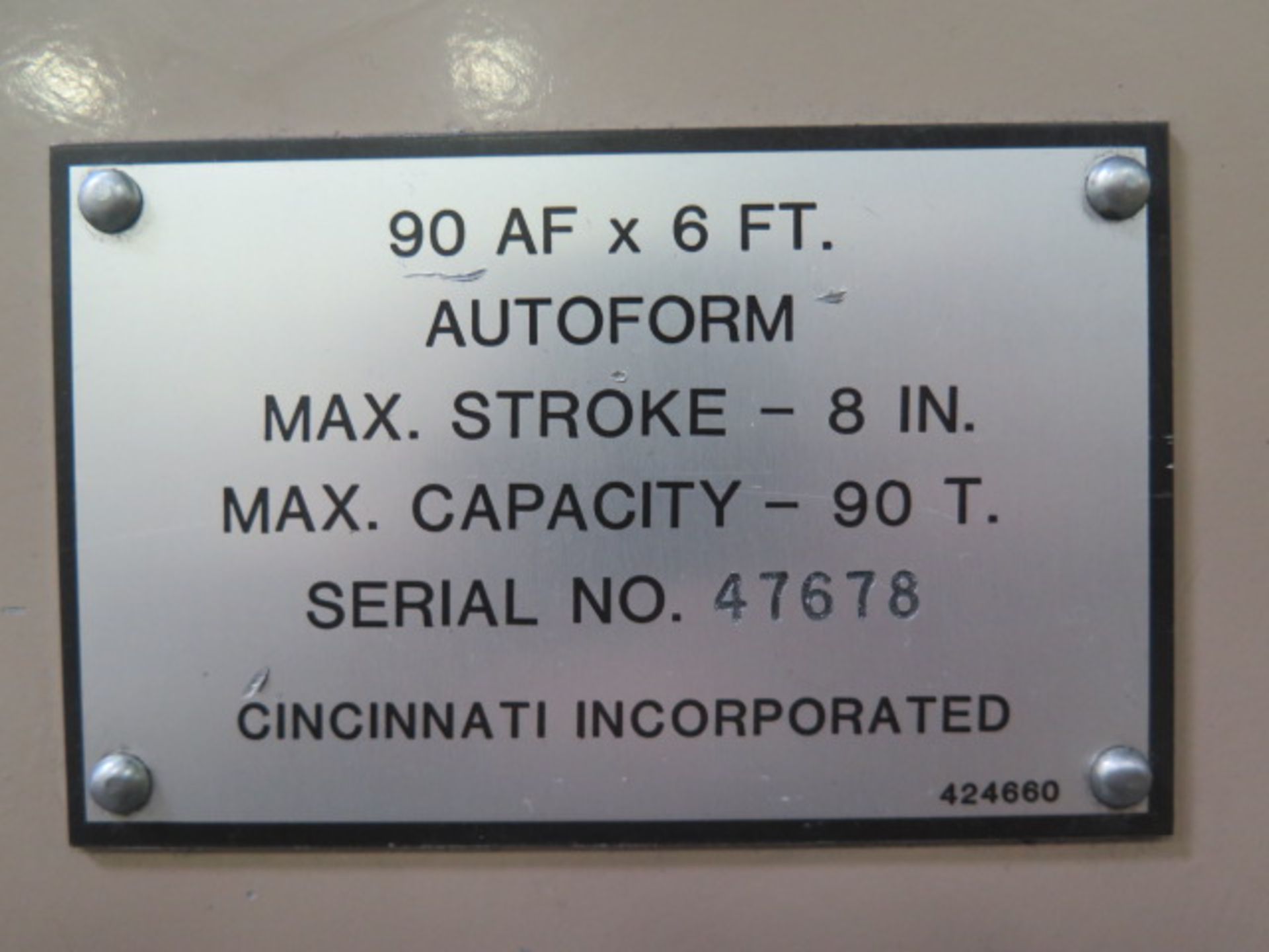 Cincinnati 90AFx6 90 Ton x 8’ Hydraulic Multi Axis CNC Press Brake s/n 47678 w/ Adaptive Controls - Image 18 of 18