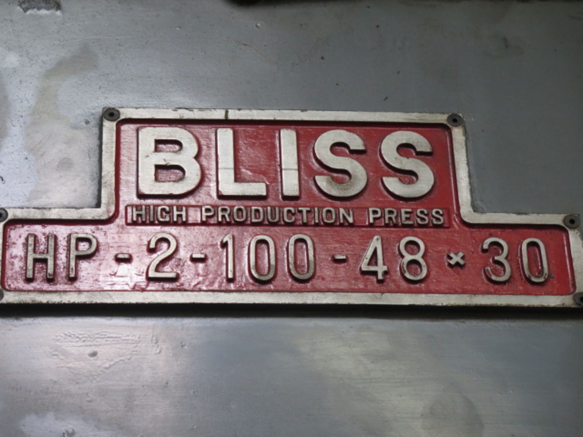 Bliss HP-2-100-48-30 100-Ton High Production Straight Side Stamping Press s/n H51055-HP3829 w/ WPC - Image 11 of 11