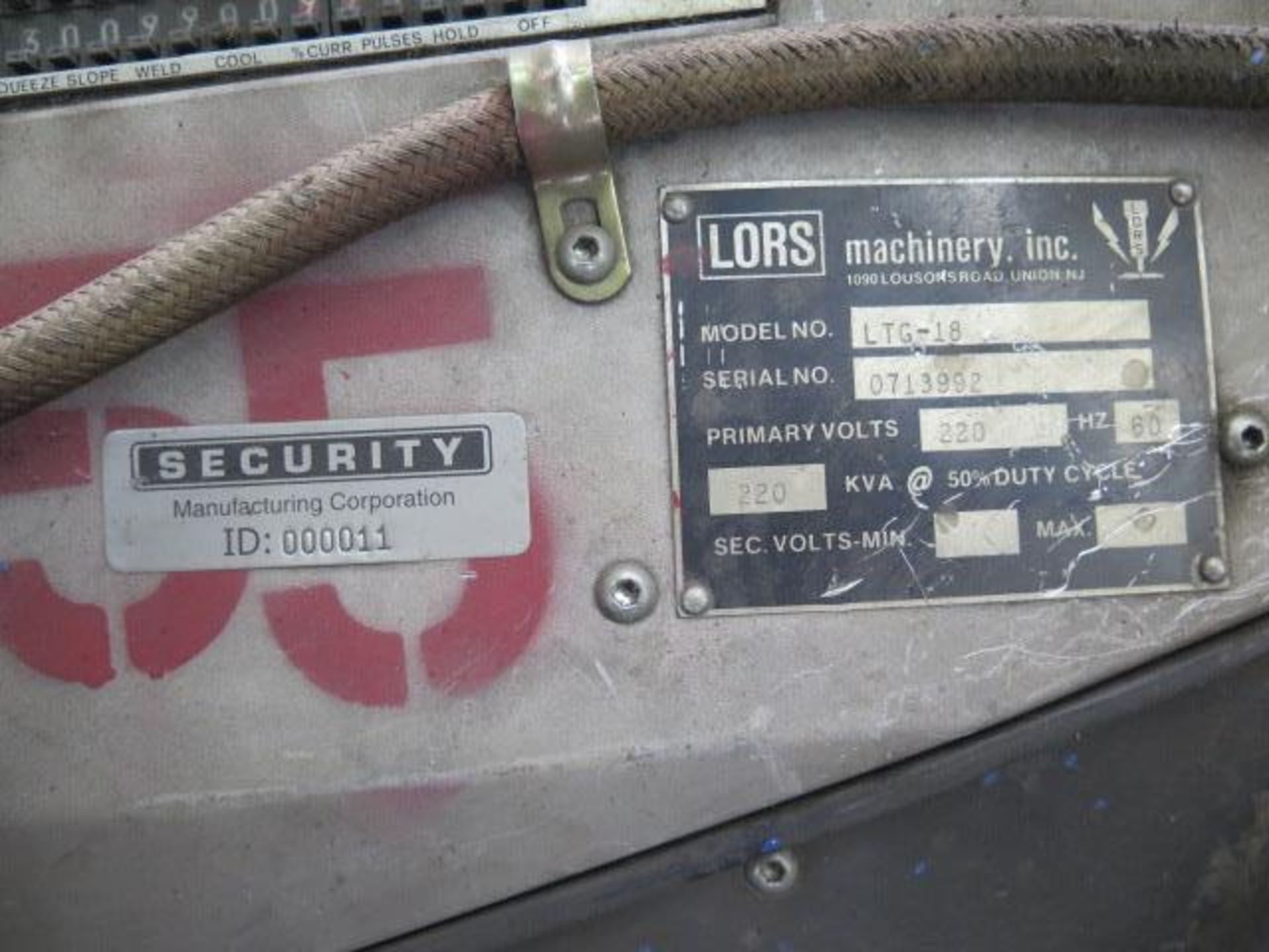 Lors mdl. LTG-18 220kVA Teathered Spot Welder s/n 0713992 w/ Acces - Image 6 of 6