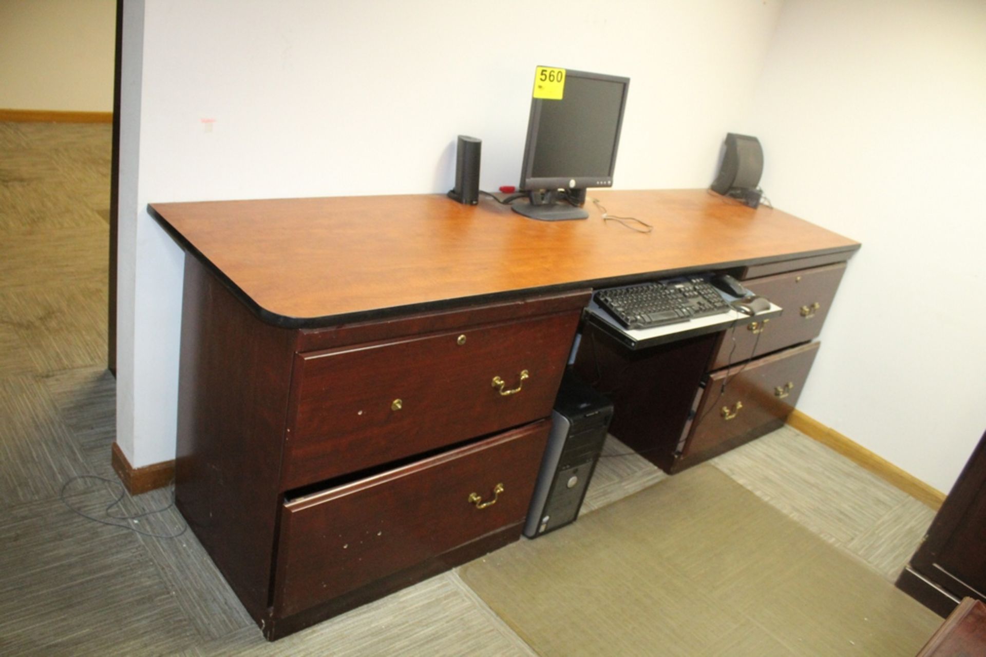OFFICE SUITE INCLUDING DESK WITH CREDENZA, CABINET WITH HUTCH, (2) BOOKCASES AND TWO STORARGE - Image 3 of 5