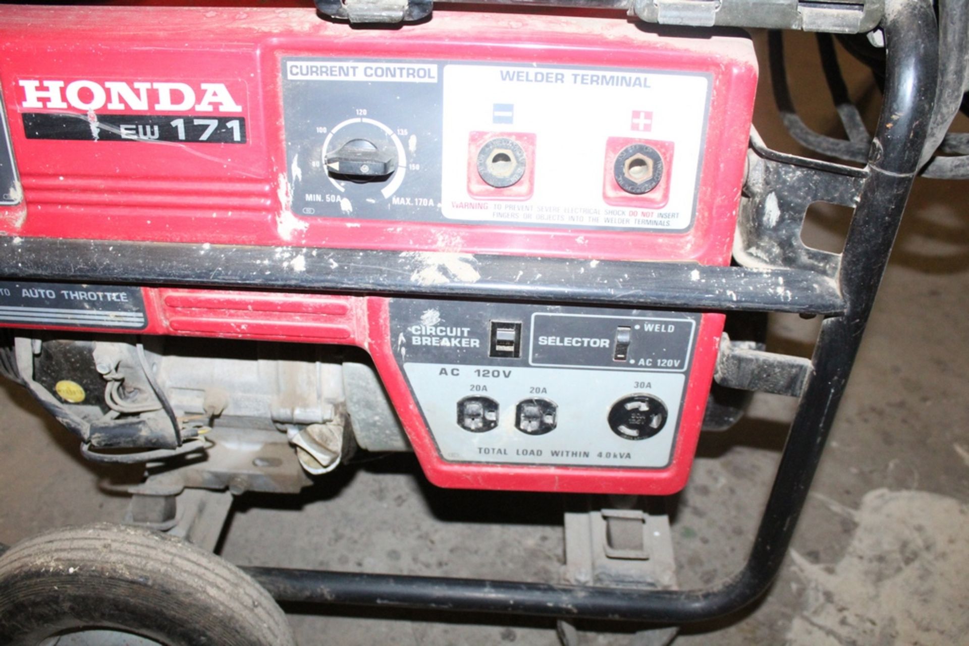 HONDA MODEL EW171 WELDER/GENERATOR, GASOLINE POWERED, DC WELDER 130 AMP, 120V GENERATOR OUTPUT - Image 2 of 3