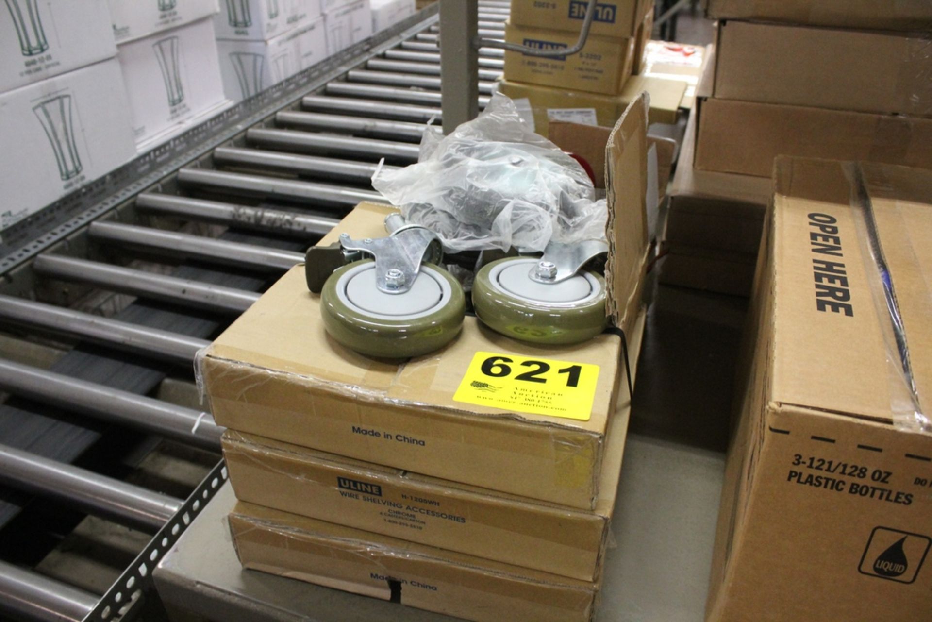 (4) BOXES OF ULINE WIRE SHELVING CASTERS