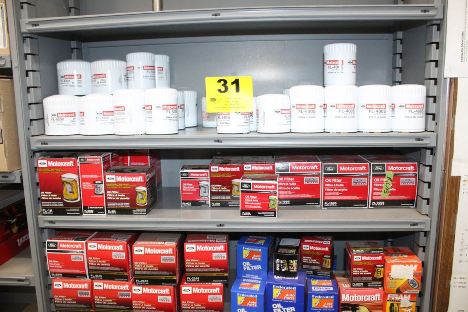 ASSORTED MOTORCRAFT OIL FILTERS ON (5) SHELVES - Image 2 of 3