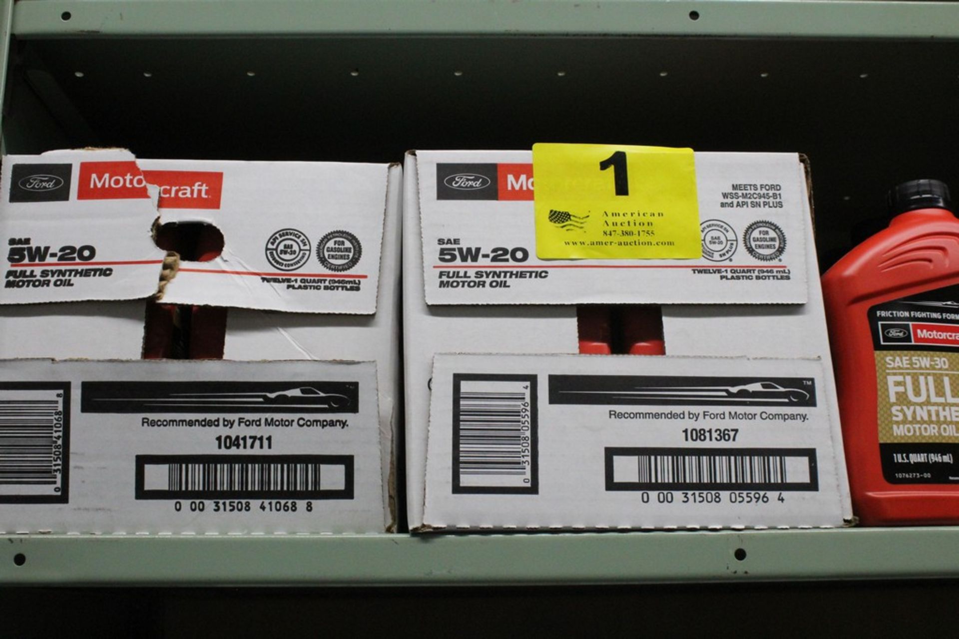 (2) CASES OF MOTORCRAFT SAE 5W-20 AND (7) BOTTLES OF SAE 5W-30, FULL SYNTHETIC MOTOR OIL - Image 2 of 2