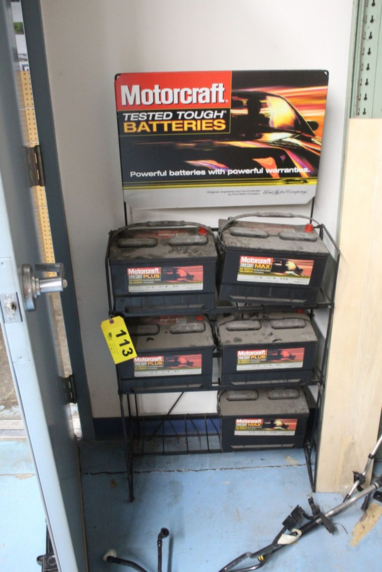 BATTERY STORAGE RACK-35" X 25" X 8" WITH FAKE PLASTIC DISPLAY BATTERIES