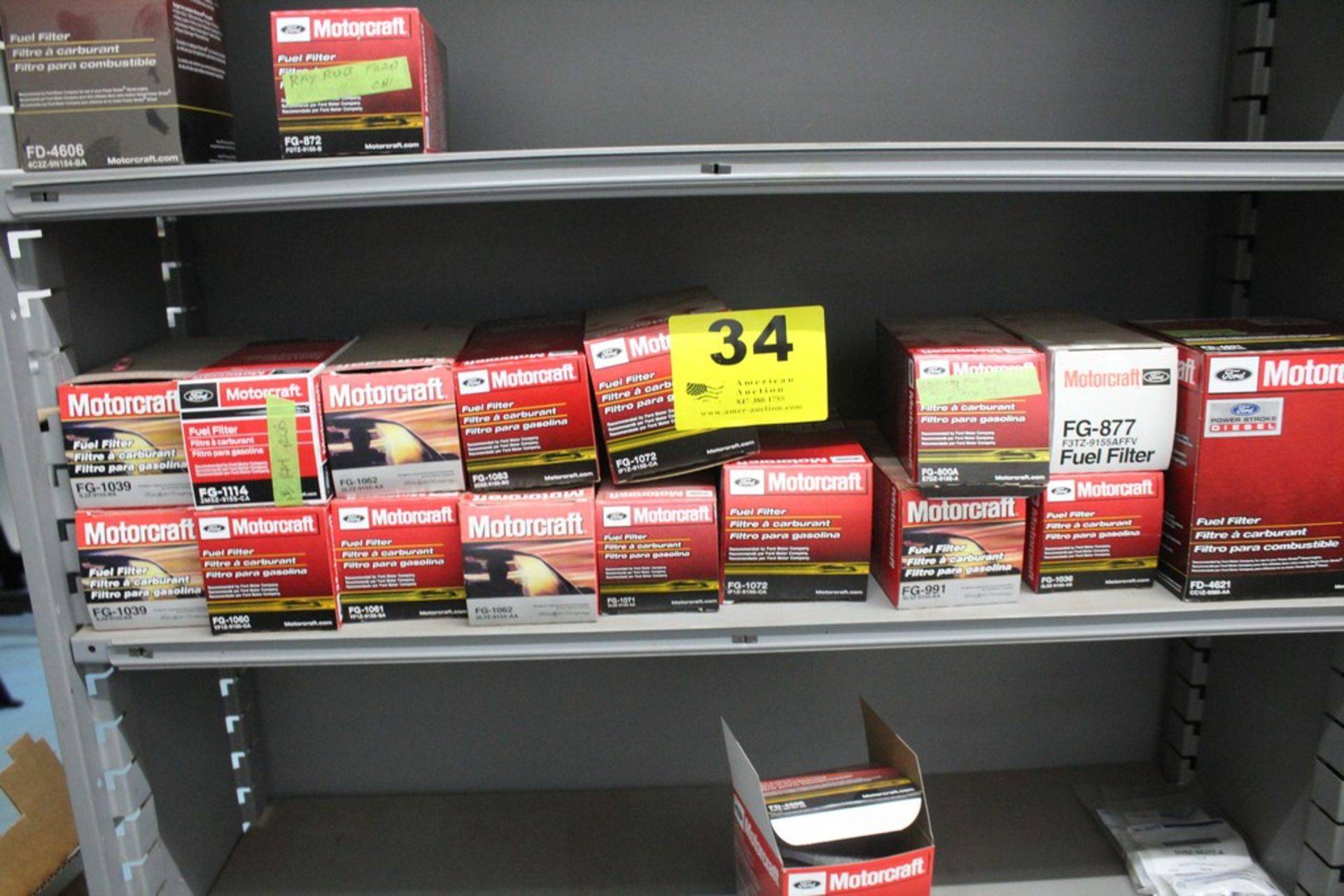 ASSORTED MOTORCRAFT FUEL FILTERS AND PARTS ON (4) SHELVES - Image 2 of 3