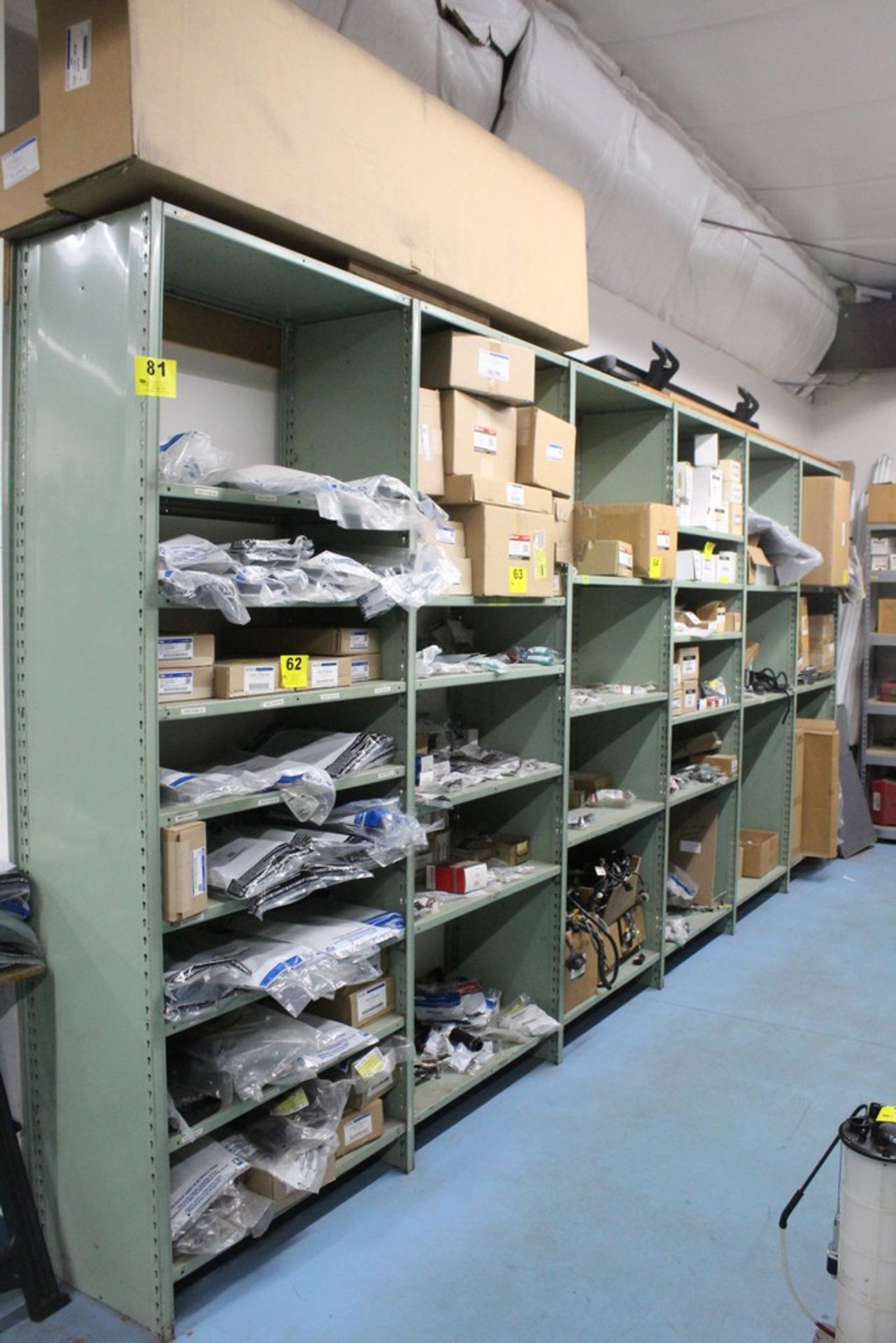 STEEL SHELVING UNIT, 8' X 18' X 1-1/2'